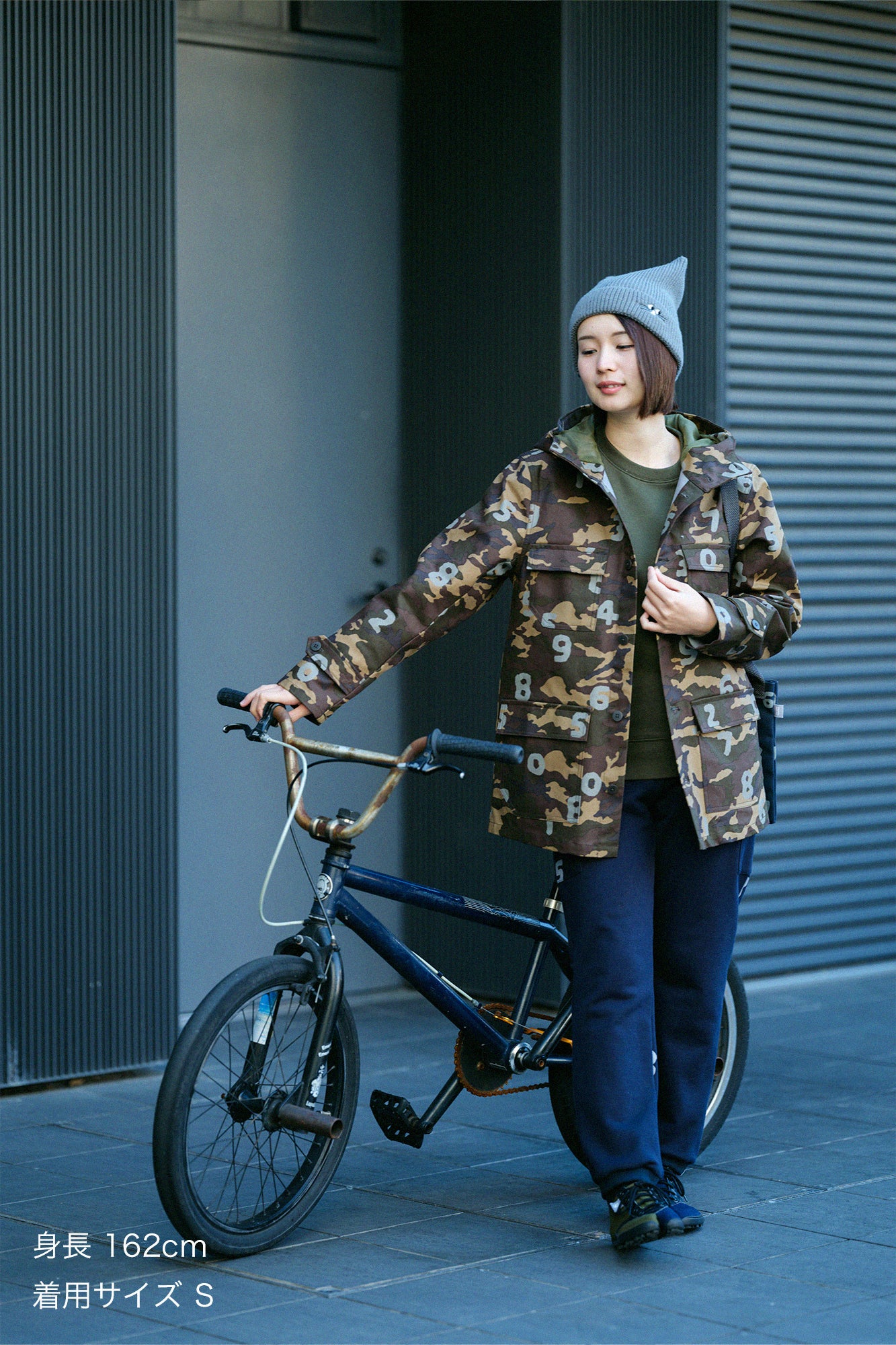 內抓毛BIKE長褲/深藍色×SO-SU-U十數