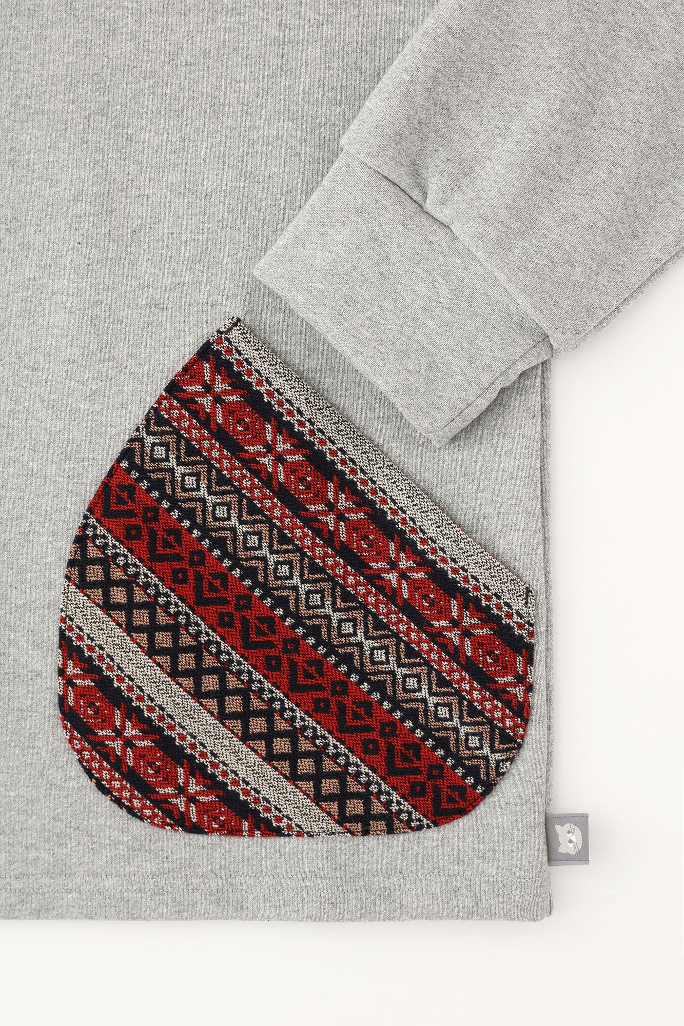 Fleece Boat Neck Sweat Shirt/Heather Grey×Red JQ
