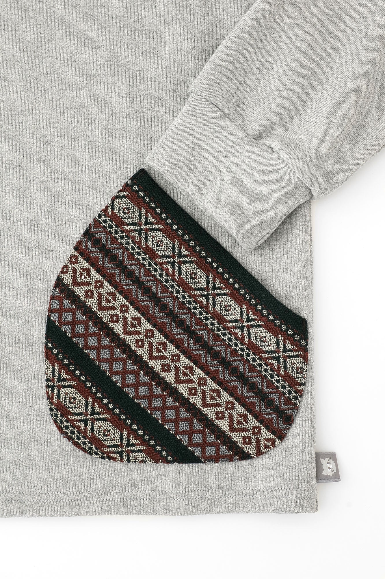 Fleece Boat Neck Sweat Shirt/Heather Grey×Brown JQ