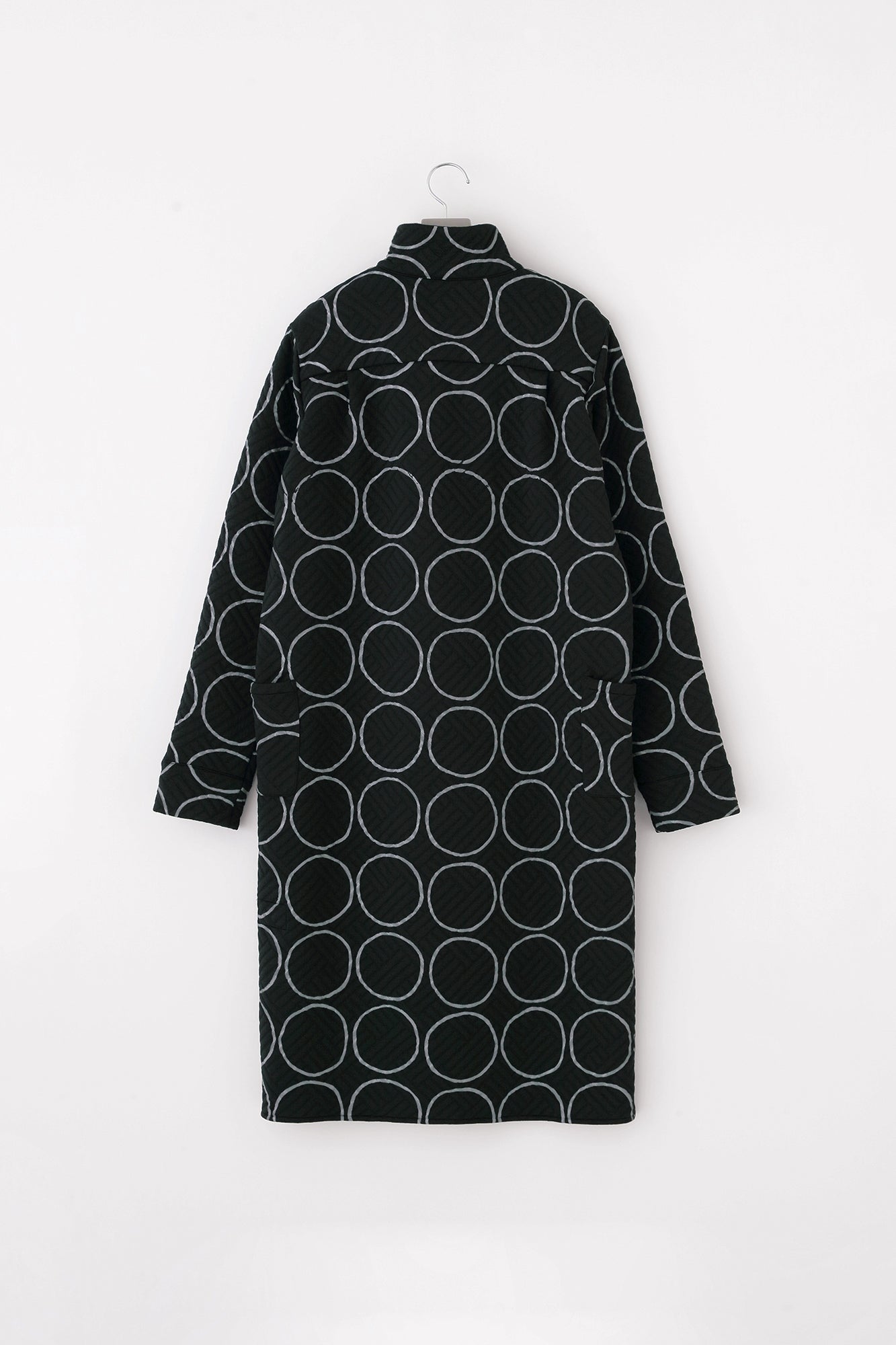 絎縫緹花 SANPO連身裙/排圈圈 黑色