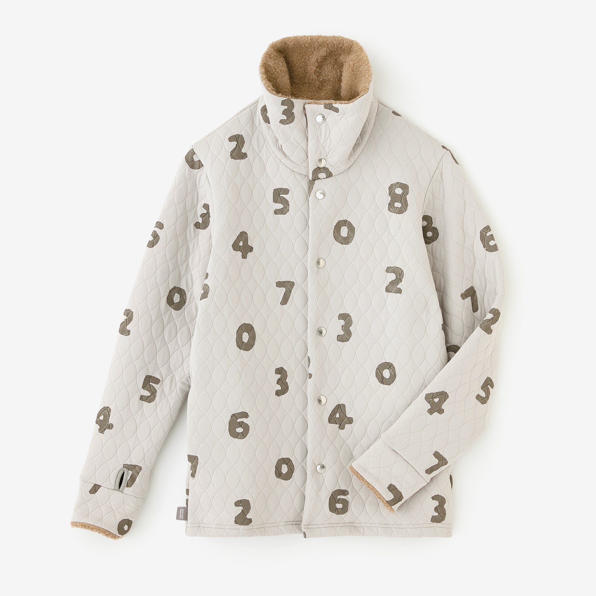 A.S Quilting Jacquard Neckwarm Cardigan/SO-SU-U Pearl Grey