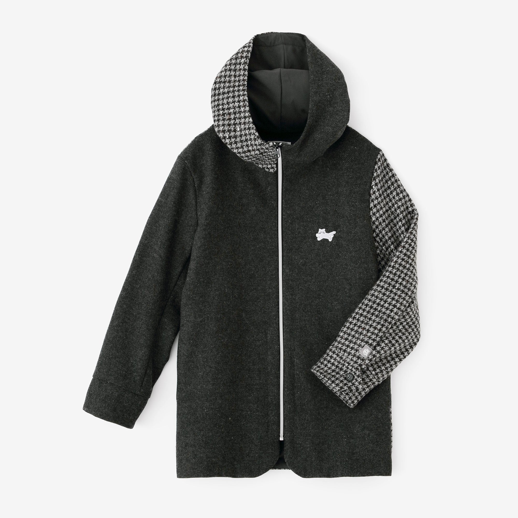 CBN Wool ZIP UP Hooded Jacket/Dark Grey