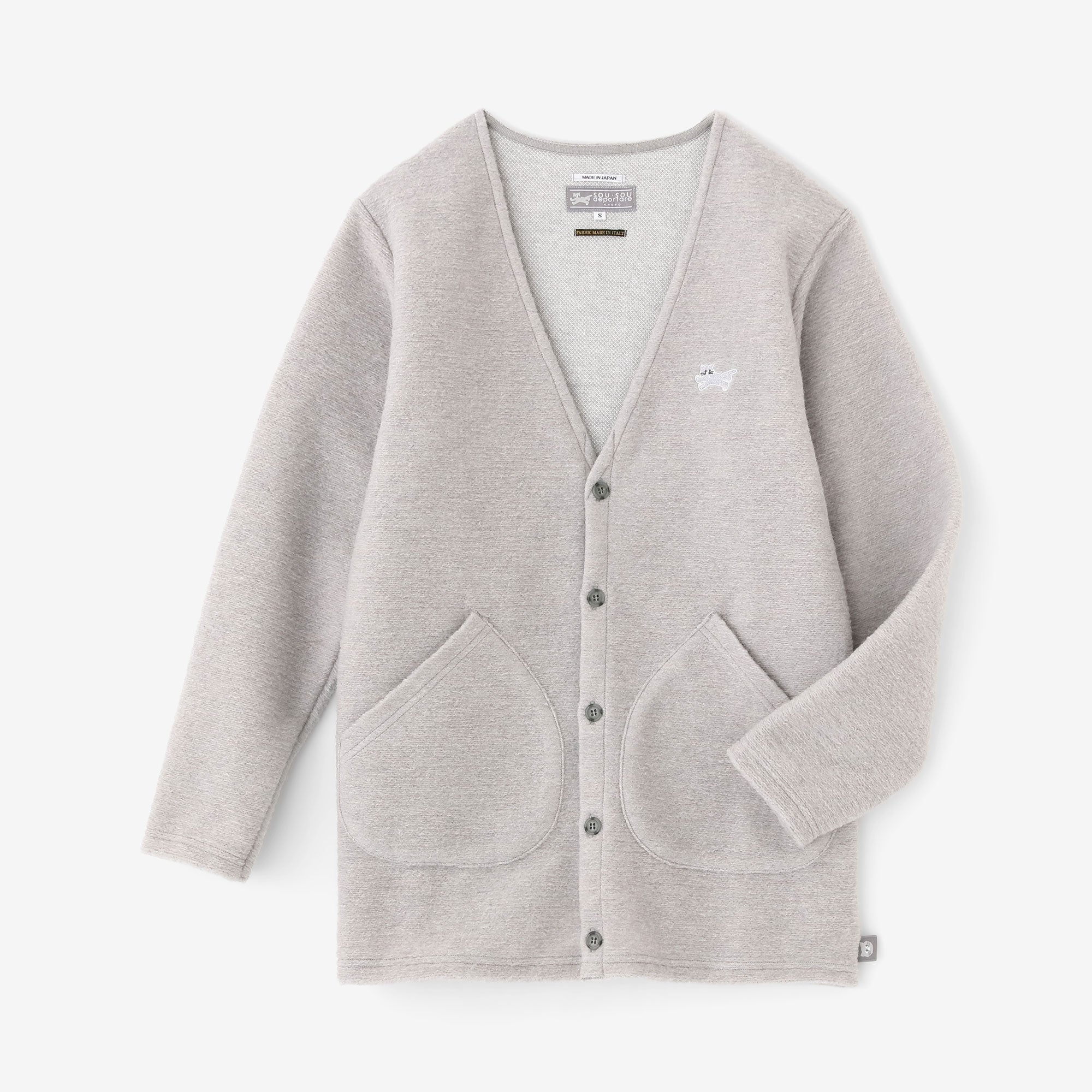 義大利毛絨針織 V領L/S外套/雪白色