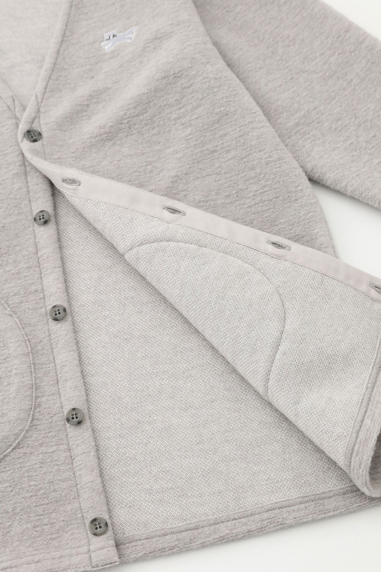 義大利毛絨針織 V領L/S外套/雪白色