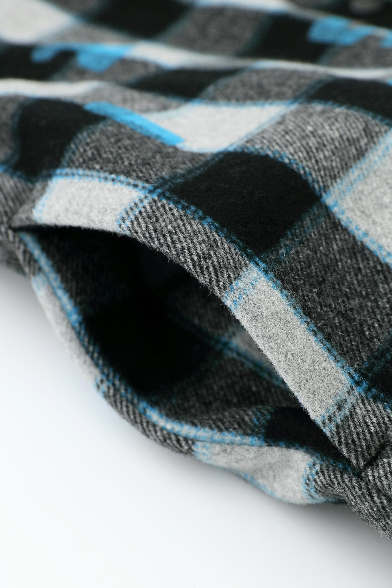 ウールチェック×ボア BIKEフードベスト/SO-SU-U ブルーブラック