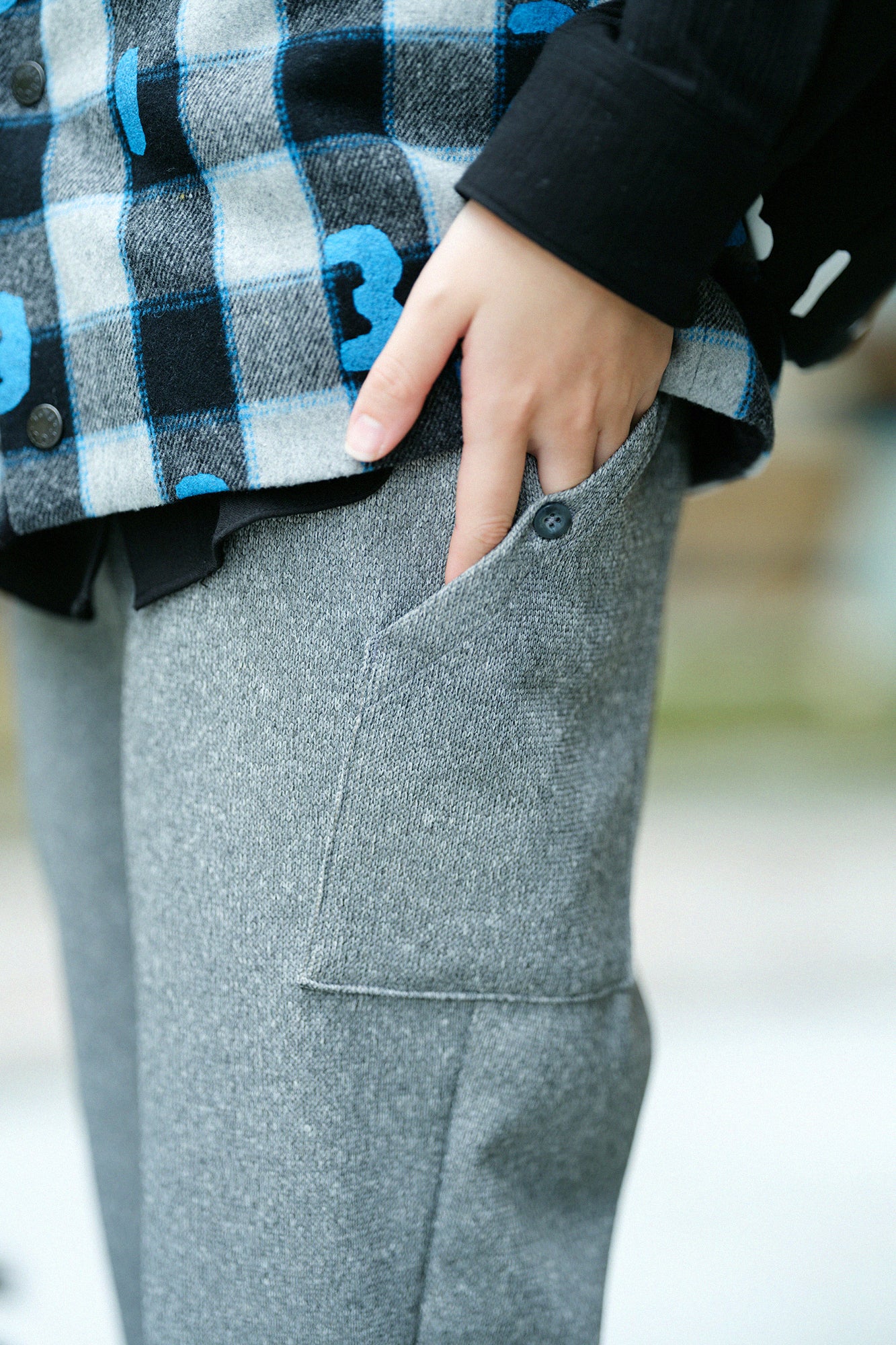 雙面針織BIKE 七分褲/混灰色