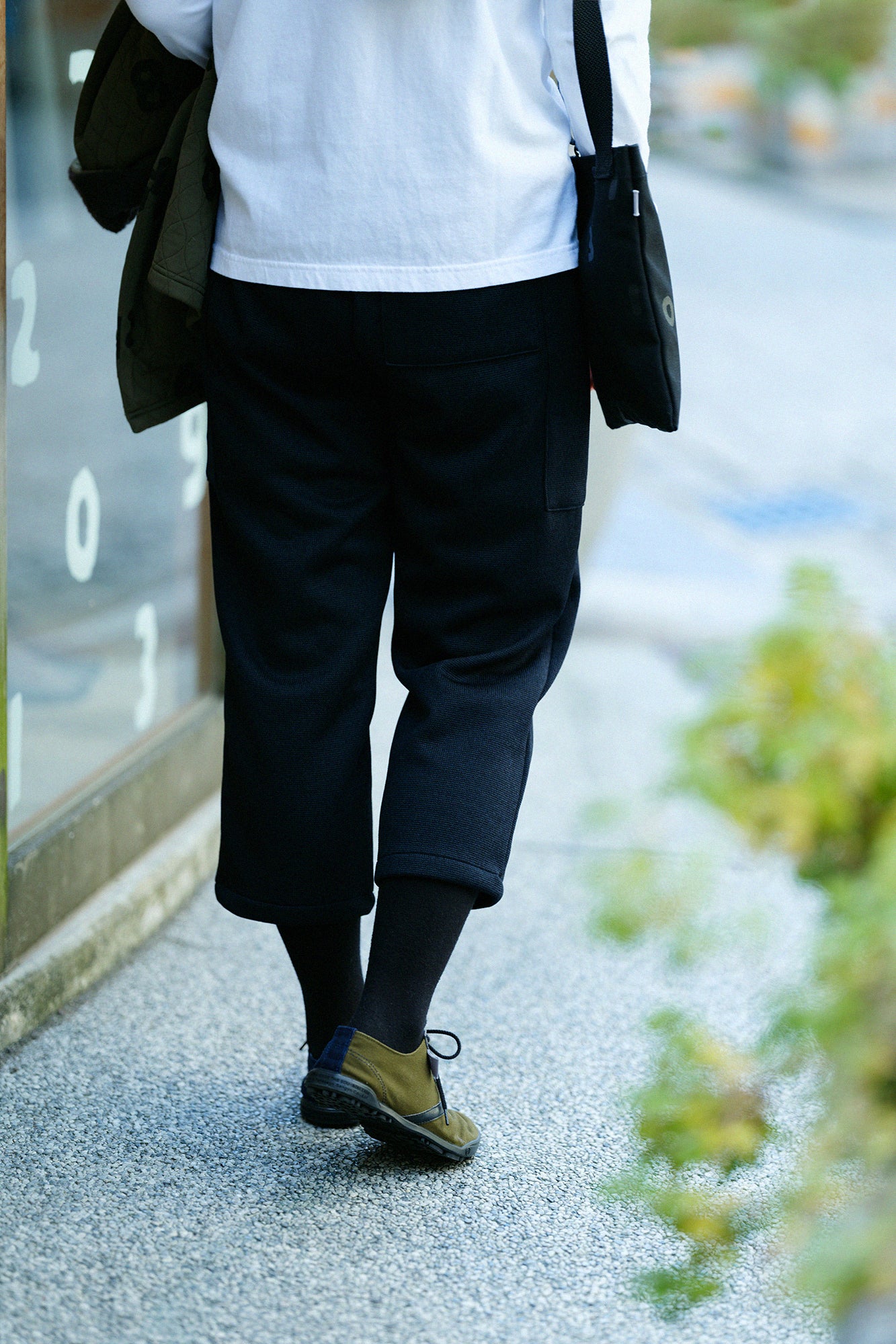 雙面針織BIKE 七分褲/深藍色