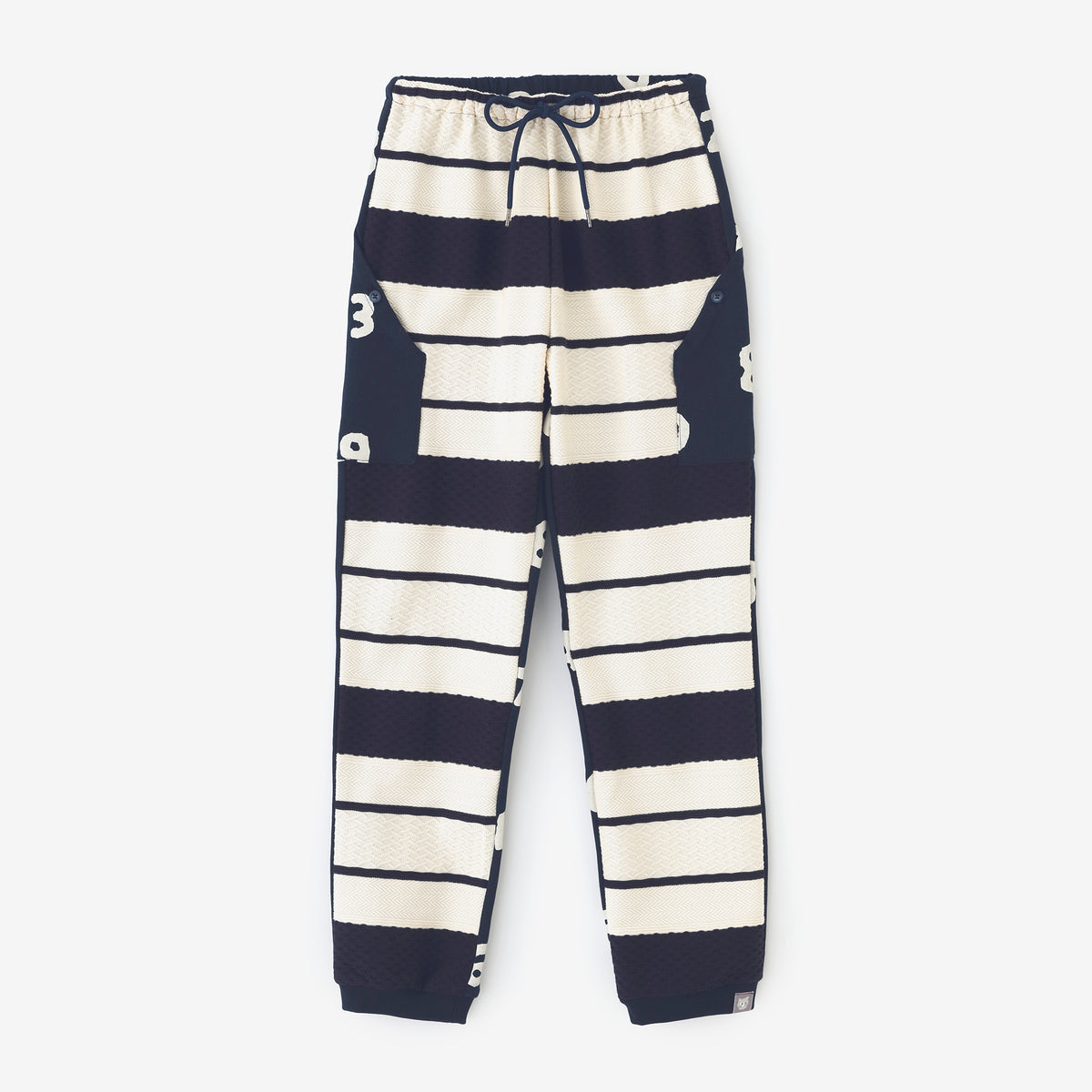 Pantalon BIKE en jacquard torsadé x polaire/bordure marine écru x SO-SU-U