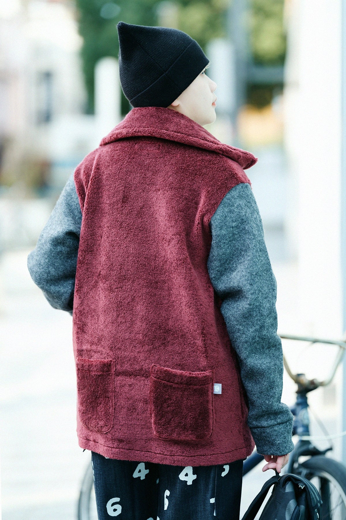Boa x Wollbouclé ZIP UP N.W BIKE Blouson/Granat x Dunkelgrau