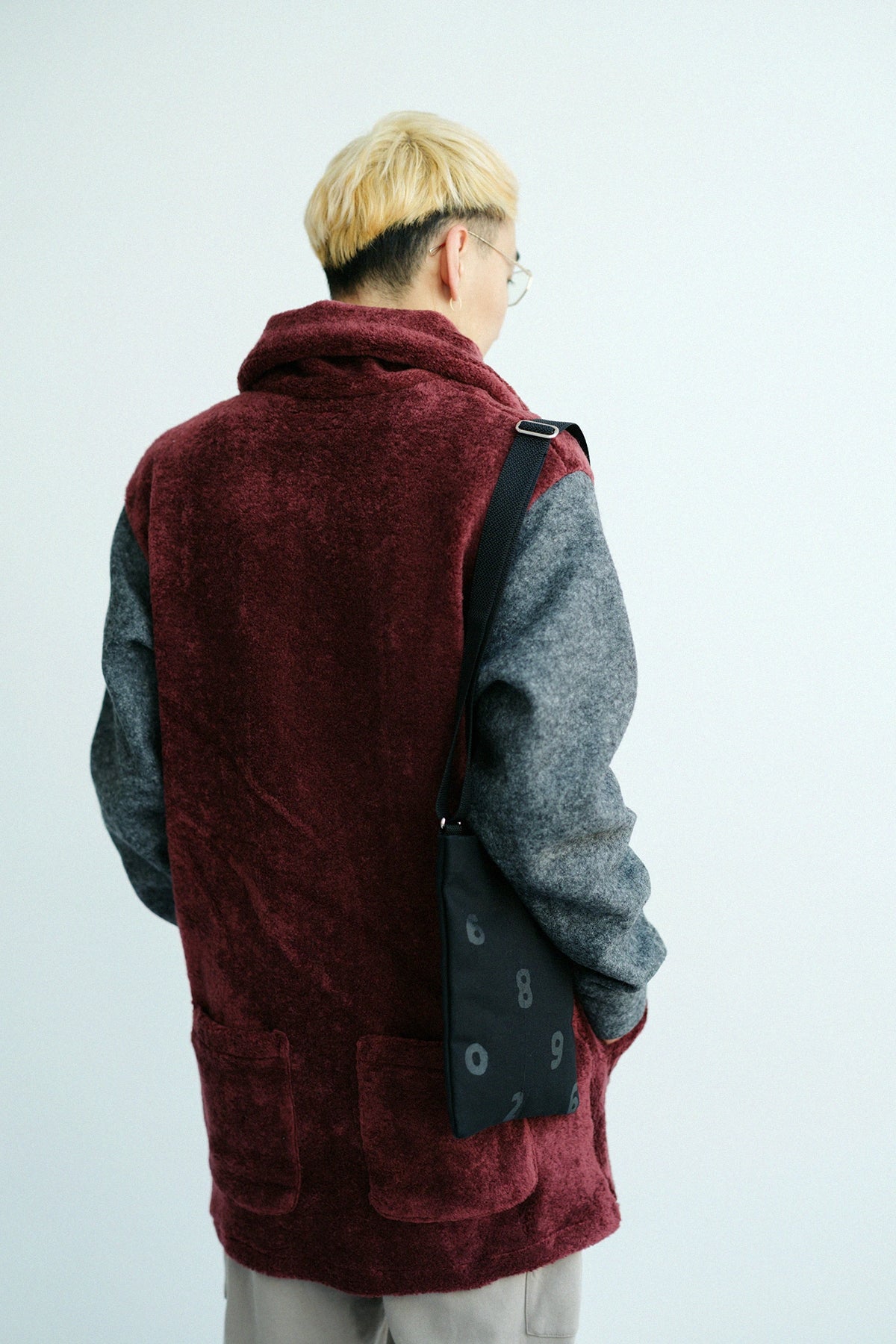 Boa x Wollbouclé ZIP UP N.W BIKE Blouson/Granat x Dunkelgrau