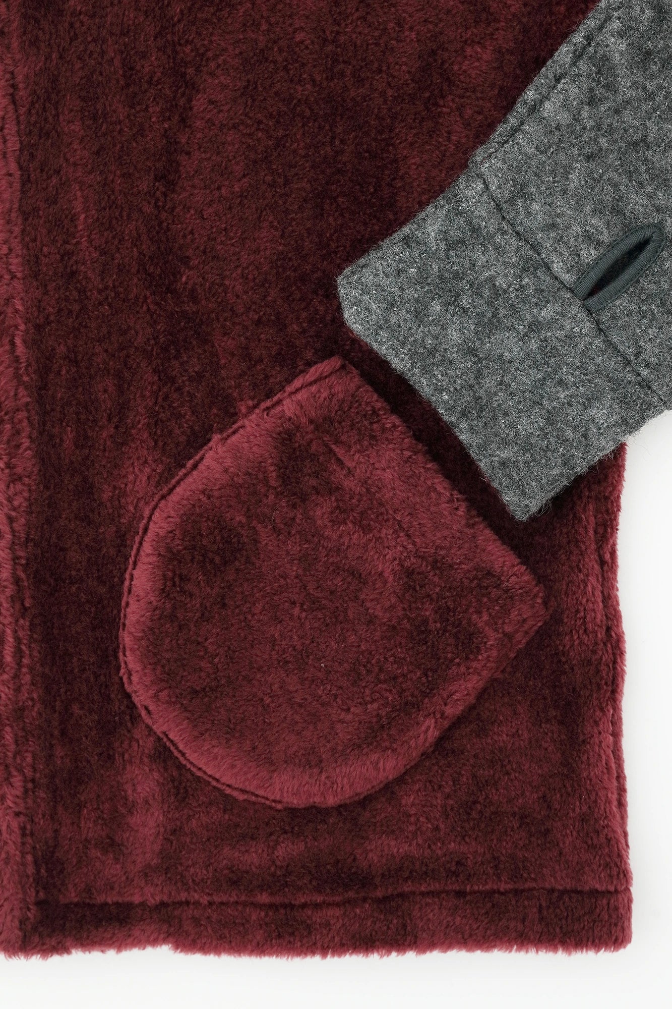 仿毛×羊毛圈絨 ZIP UP N.W BIKE 夾克/紫紅色×深灰色