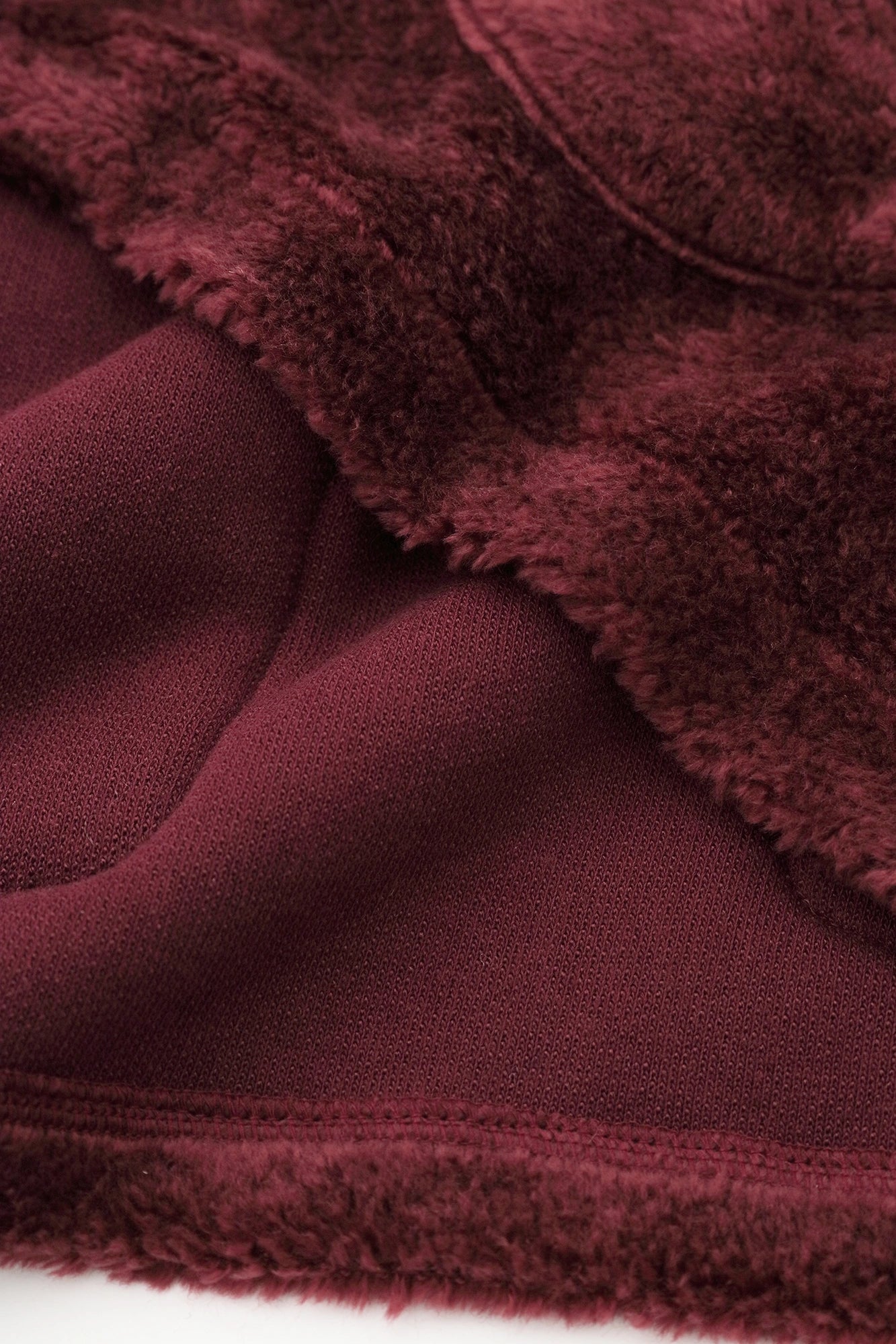 仿毛×羊毛圈絨 ZIP UP N.W BIKE 夾克/紫紅色×深灰色