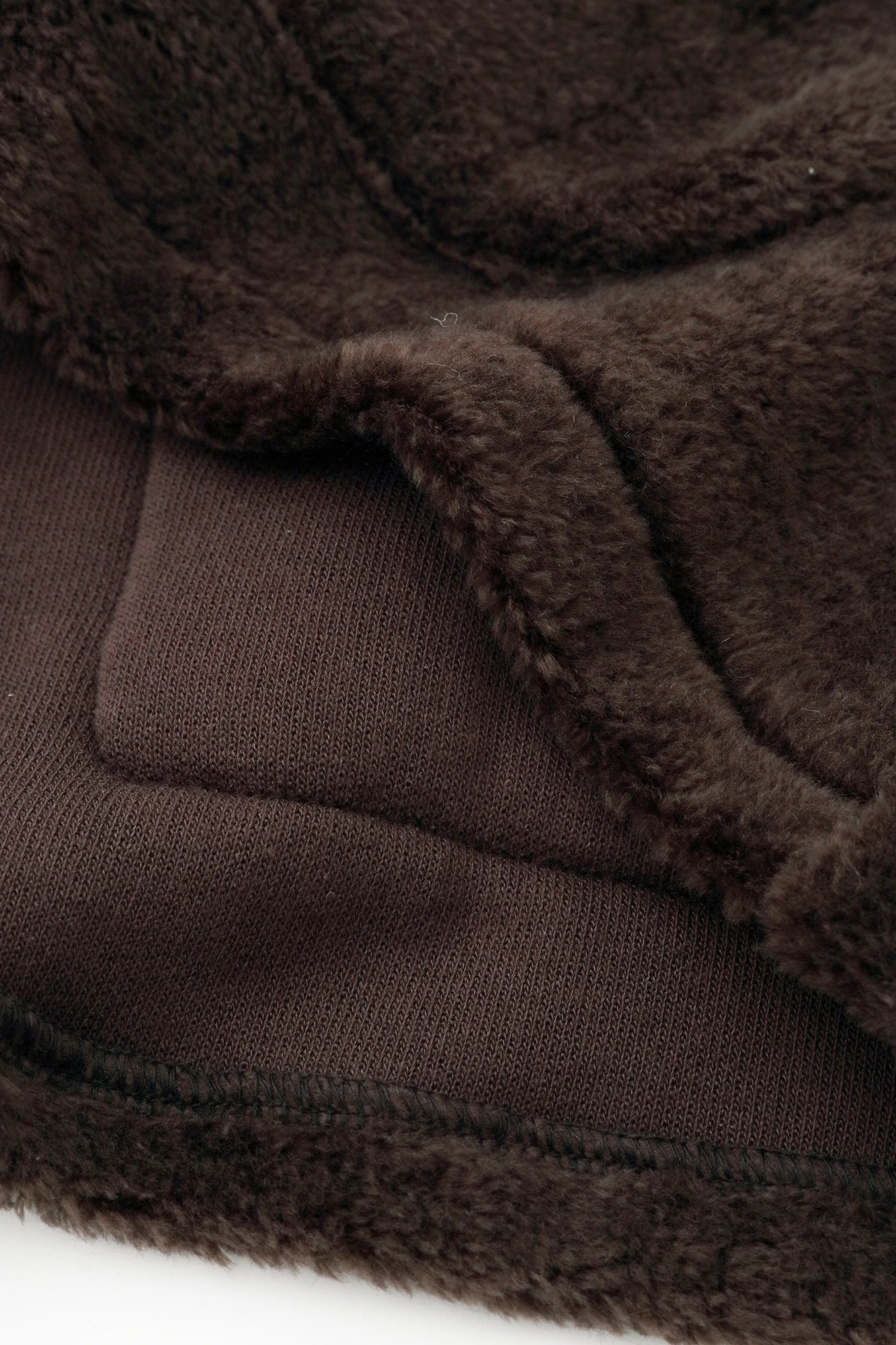 仿毛×羊毛圈絨 ZIP UP N.W BIKE 夾克/深棕色×黑色