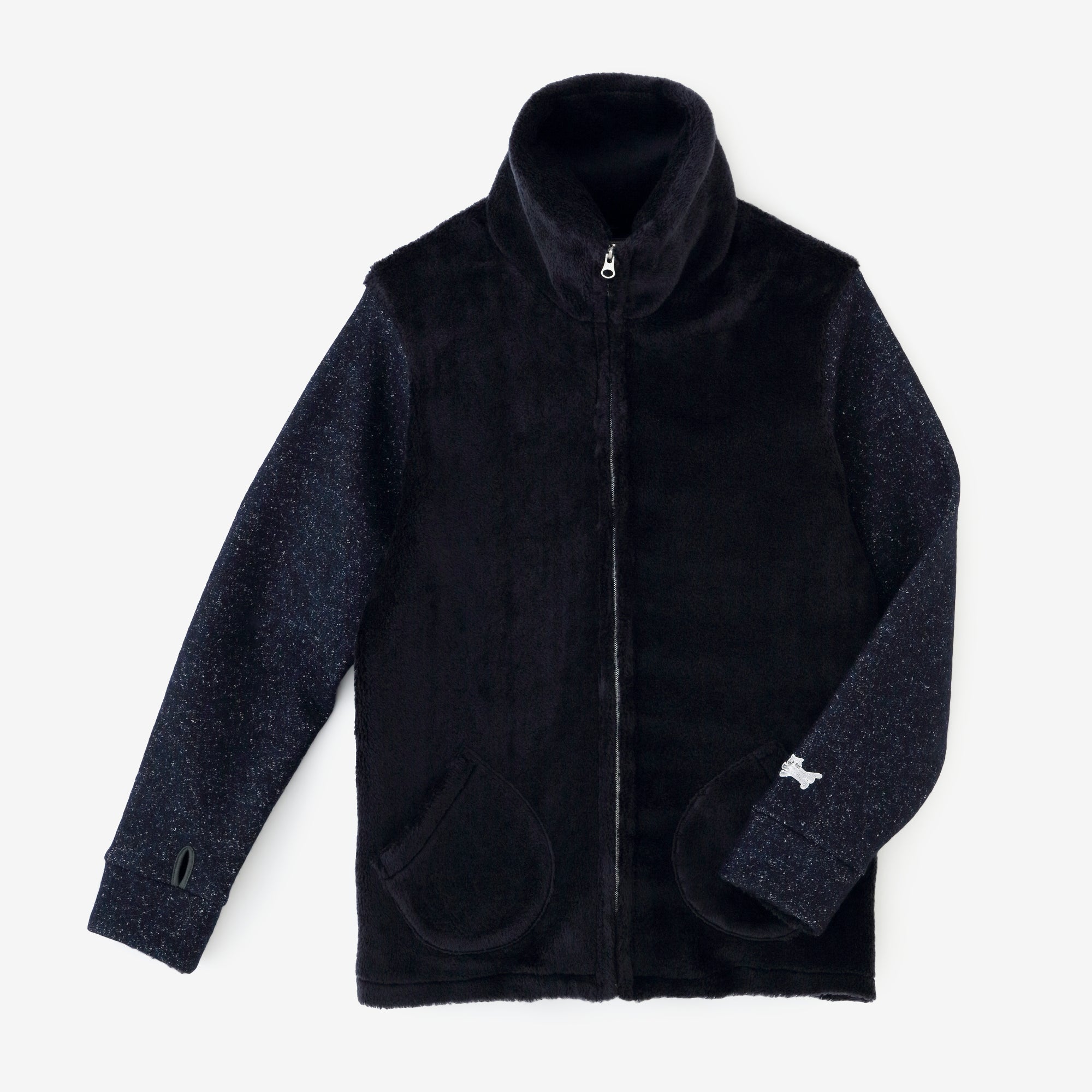 ボア×ウールブークレ ZIP UP N.W BIKEブルゾン／ネイビー×ネイビー