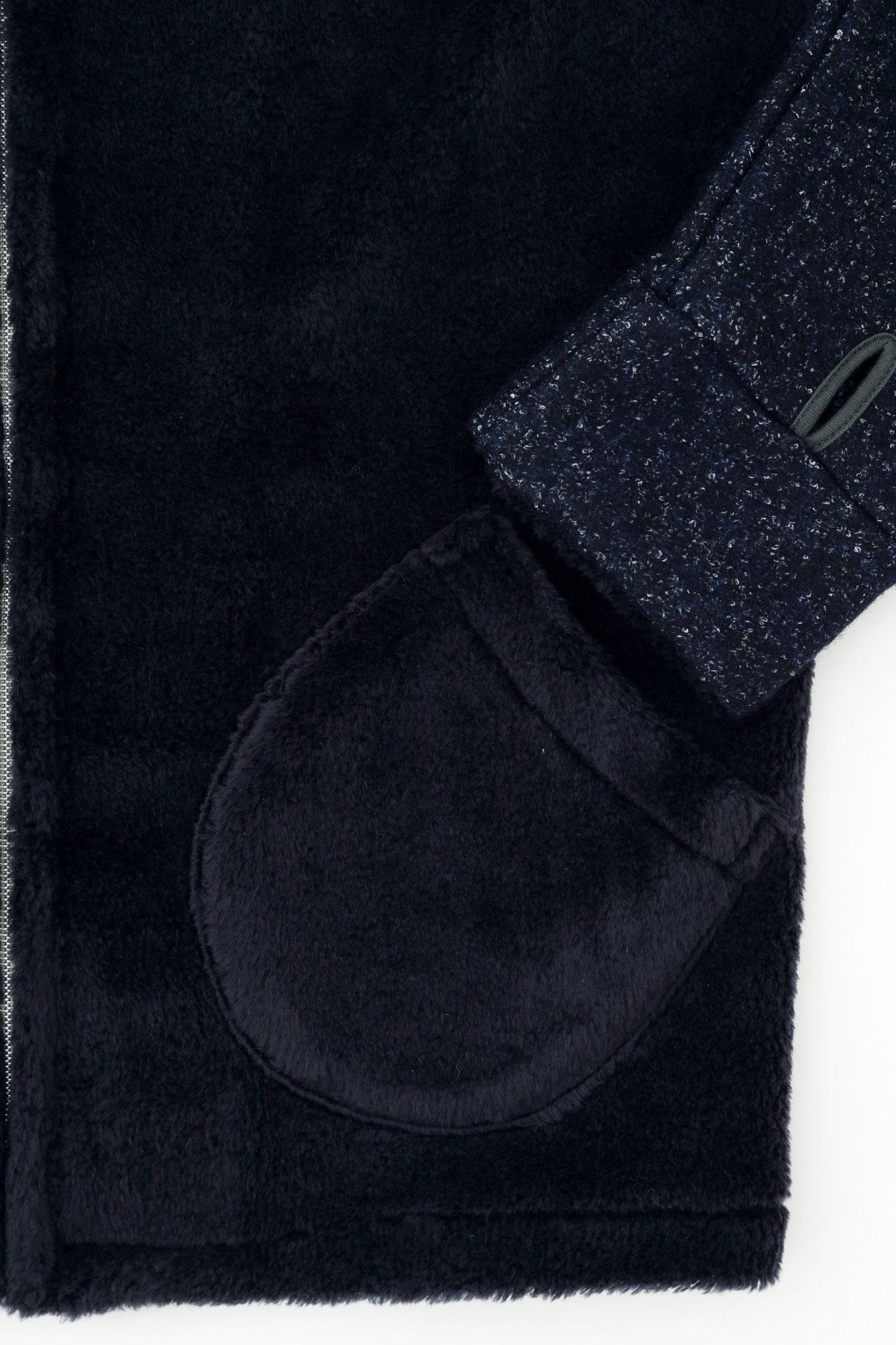 仿毛×羊毛圈絨 ZIP UP N.W BIKE 夾克/海軍藍×海軍藍