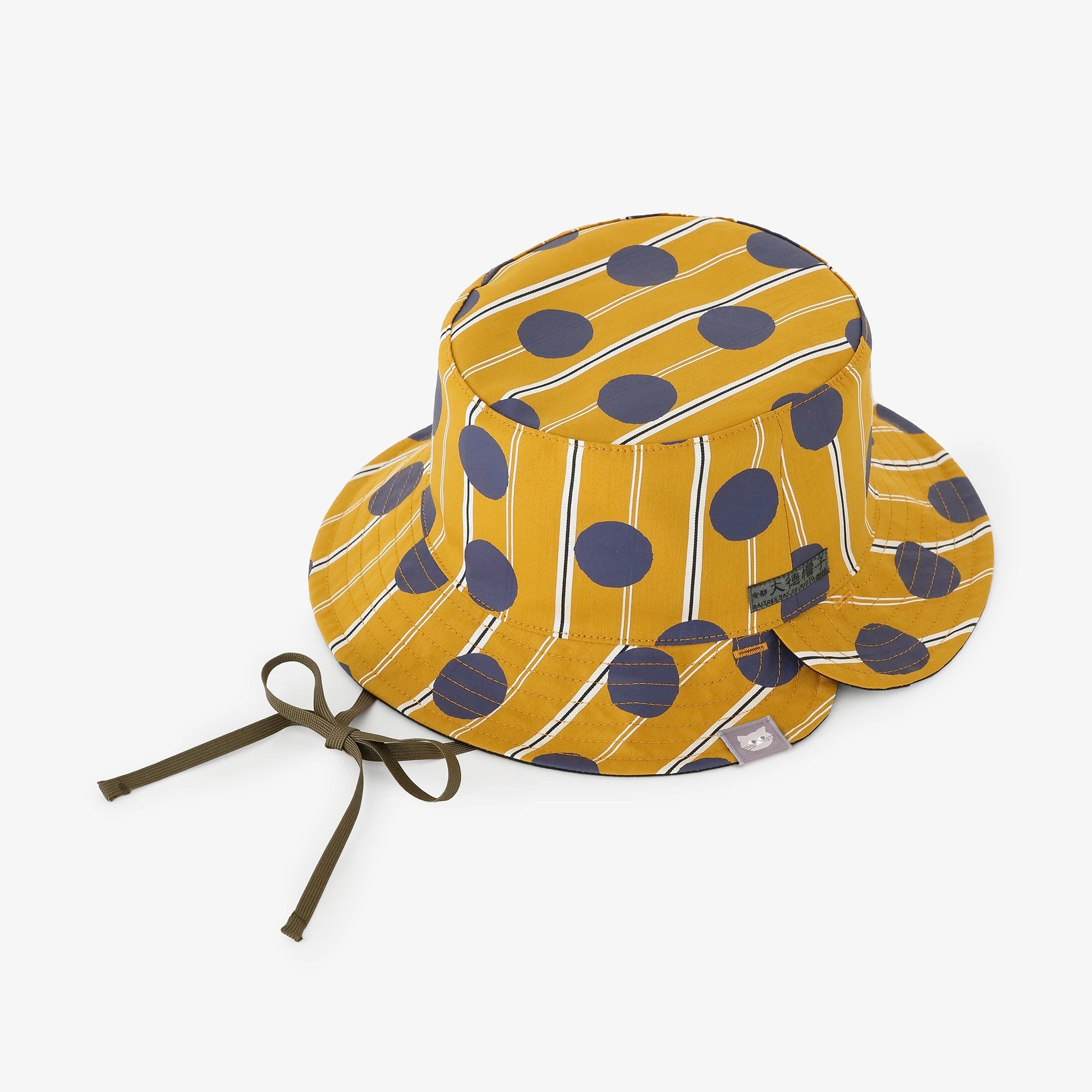 サテンストライプ リバーシブル BIKE HAT/すいぎょく 山吹茶(やまぶきちゃ)
