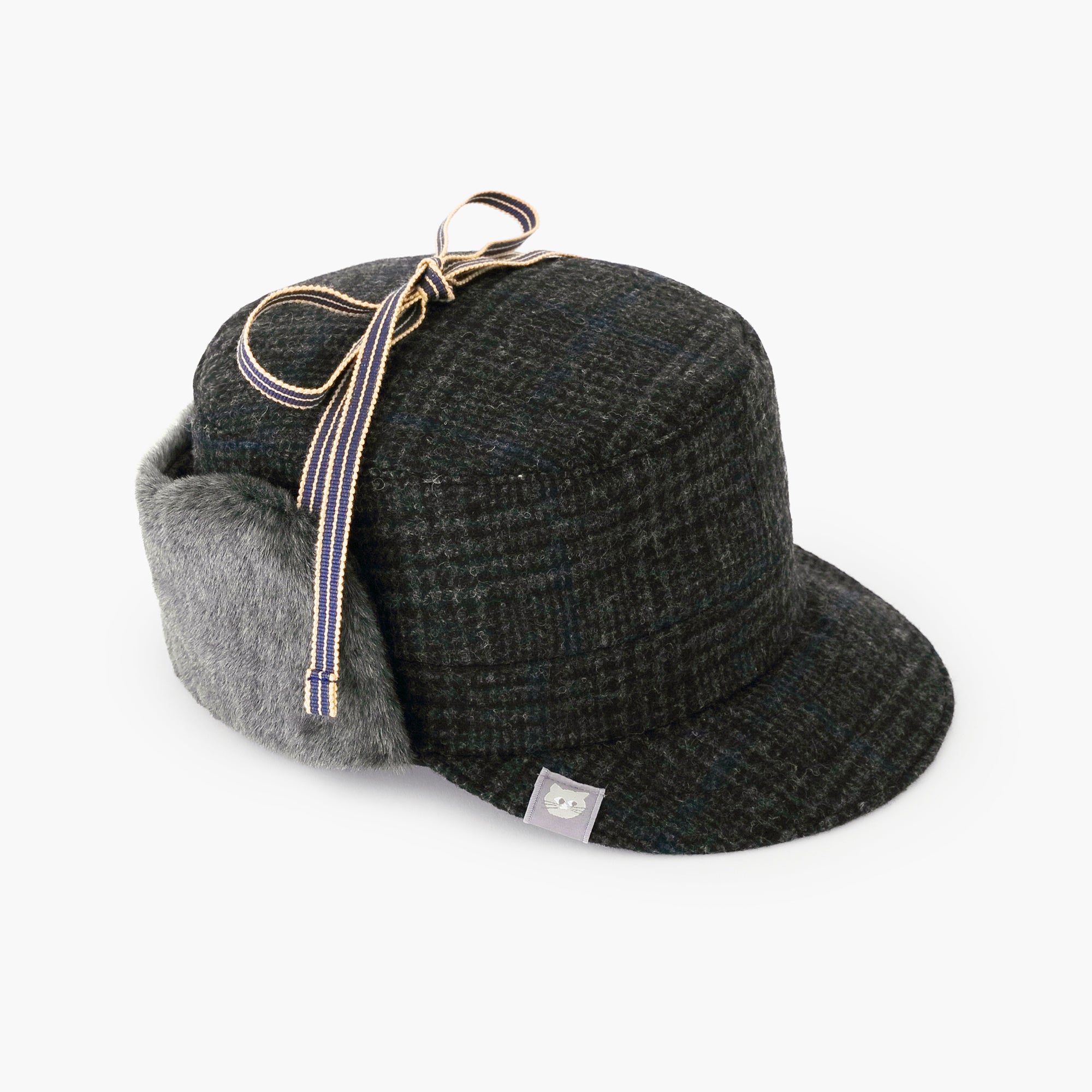 Bishu Tweed Boa BIKE CAP/Glen Check×SO-SU-U
