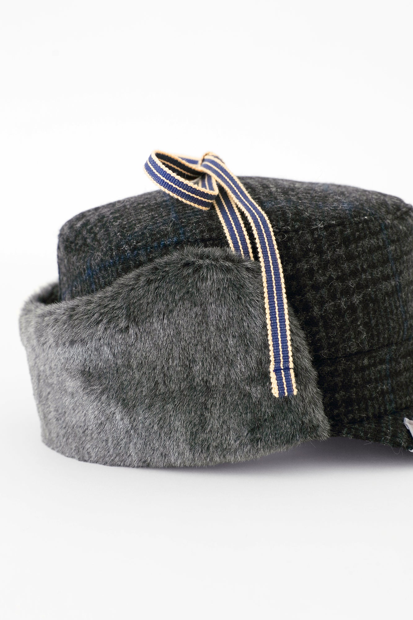 Bishu Tweed Boa BIKE CAP/Glen Check×SO-SU-U