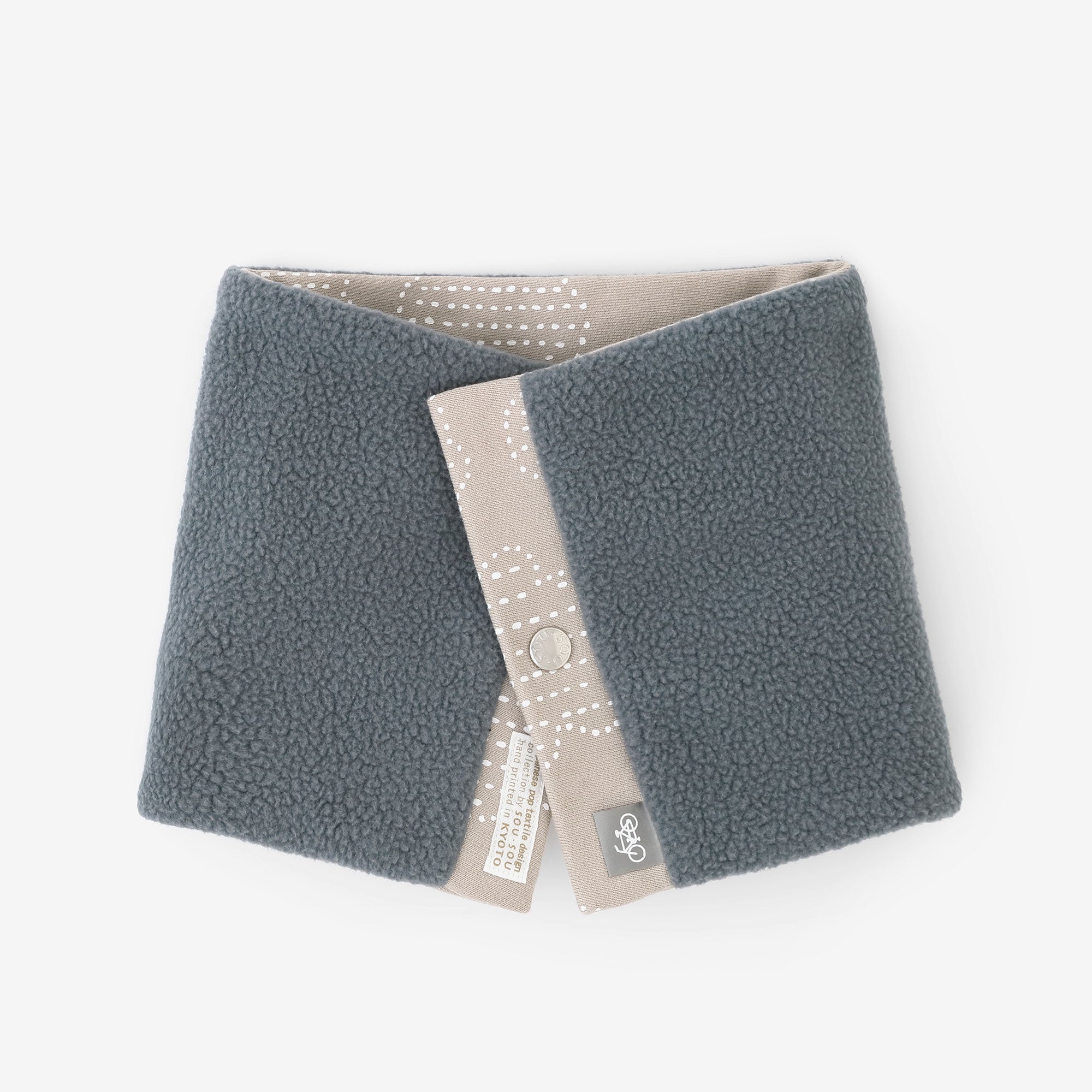 雙面用 BIKE短圍巾/青花 米色