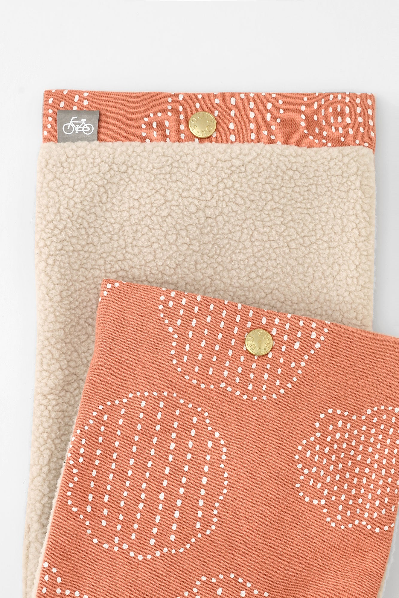 雙面用 BIKE短圍巾/青花 鮭魚粉