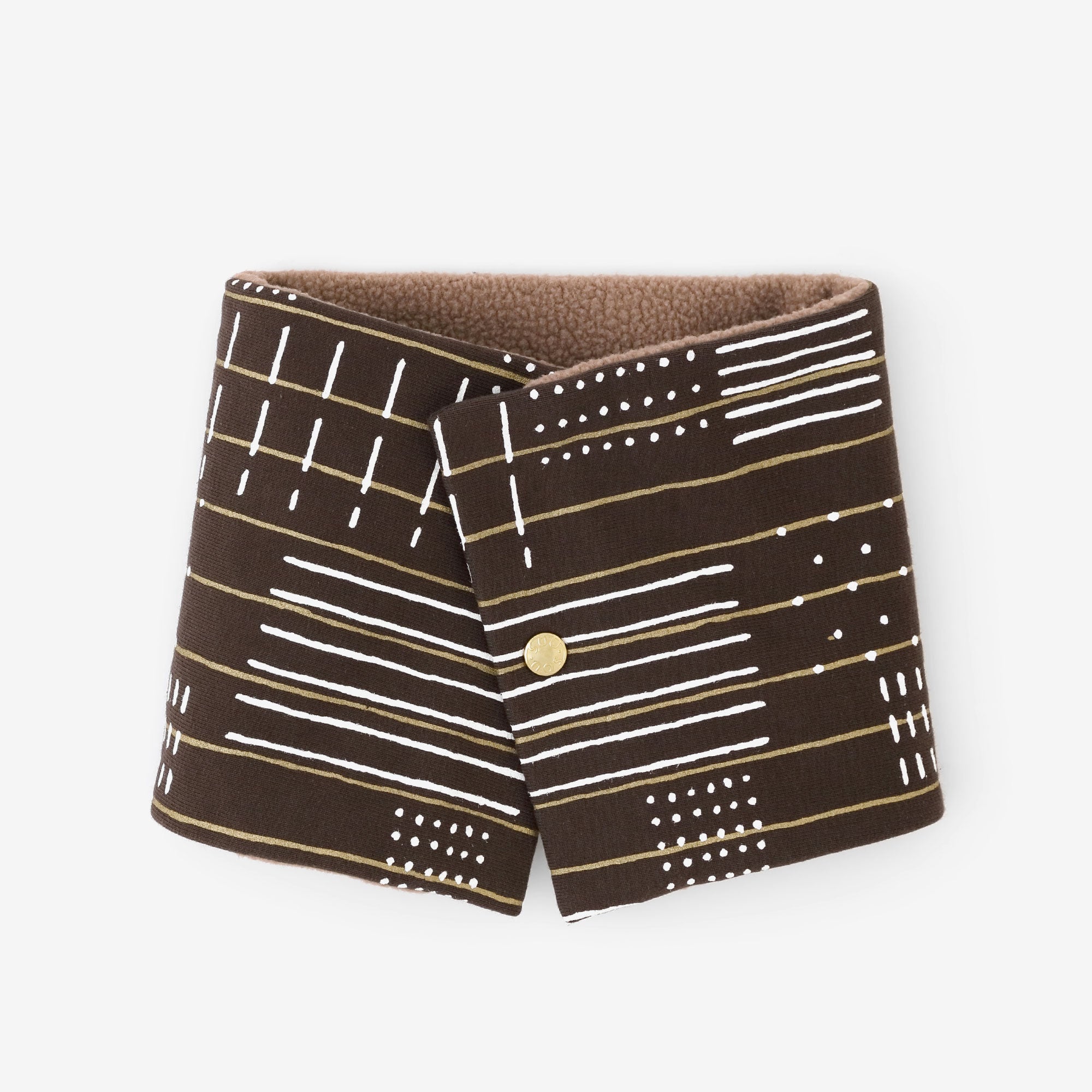 Reversible BIKENeck Warmer/Interstices and Stripes Brown