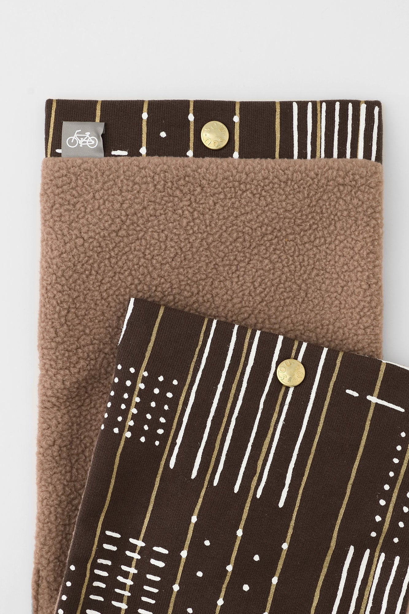 Reversible BIKENeck Warmer/Interstices and Stripes Brown