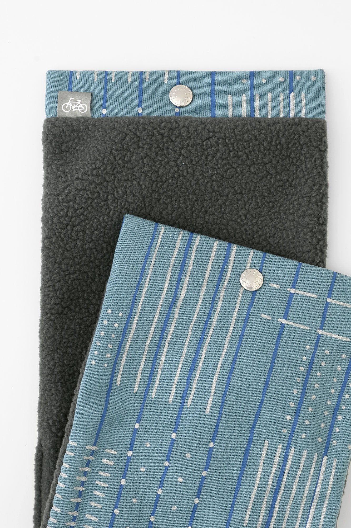 Reversible BIKE Neck Warmer/Interstices and Stripes Aqua Green