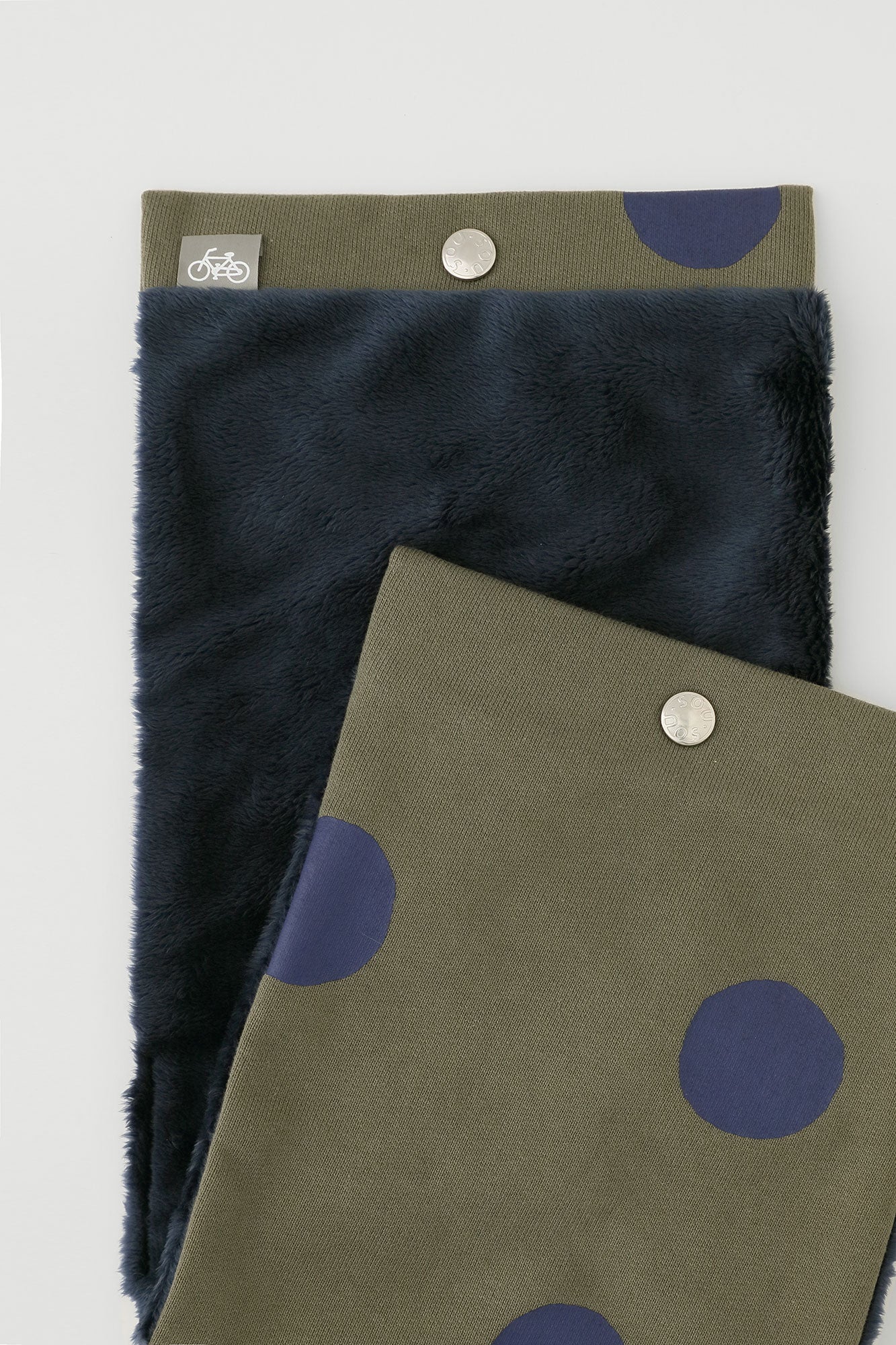 雙面用 BIKE短圍巾/圓點 間疏 卡其色