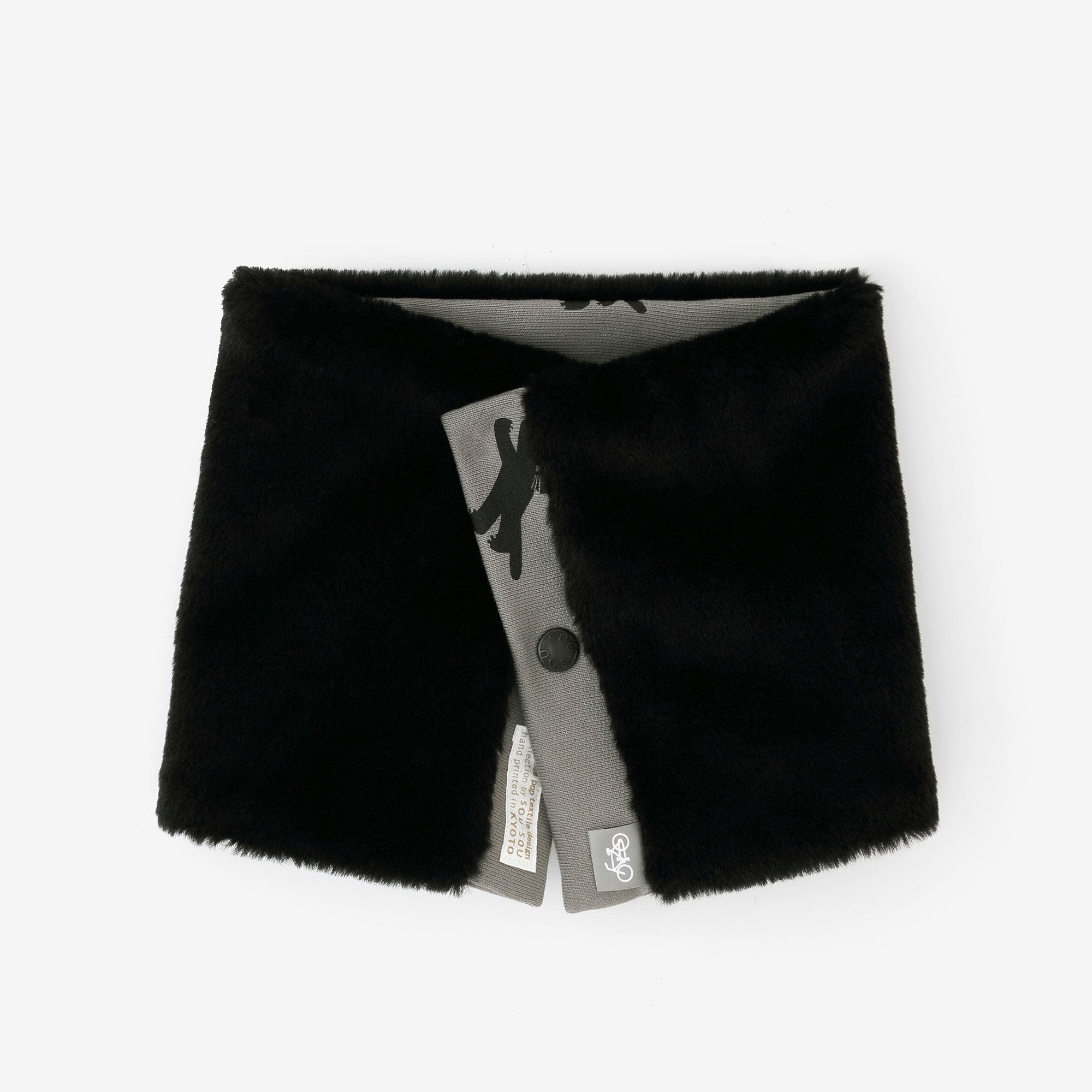 雙面用 BIKE短圍巾/貓 賽跑 灰色