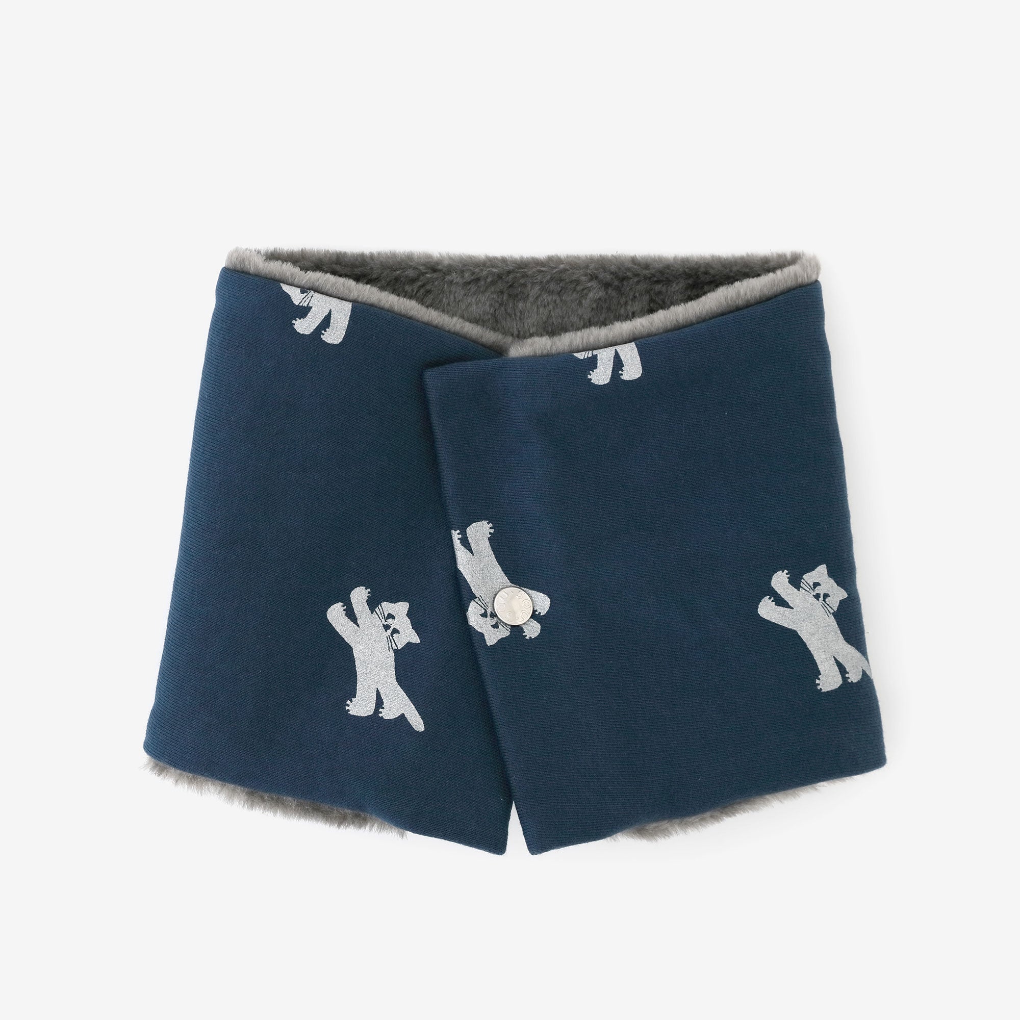 リバーシブル BIKEネックウォーマー/ねこ かけっこ ネイビー