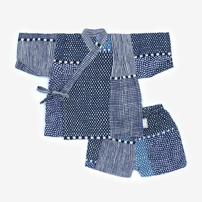 ソウソウ　いせもめん わらべき　こどもじんべい　そすう  こんいろ　140 新品 ○いせもめん こどもじんべい／そすう ずいうん