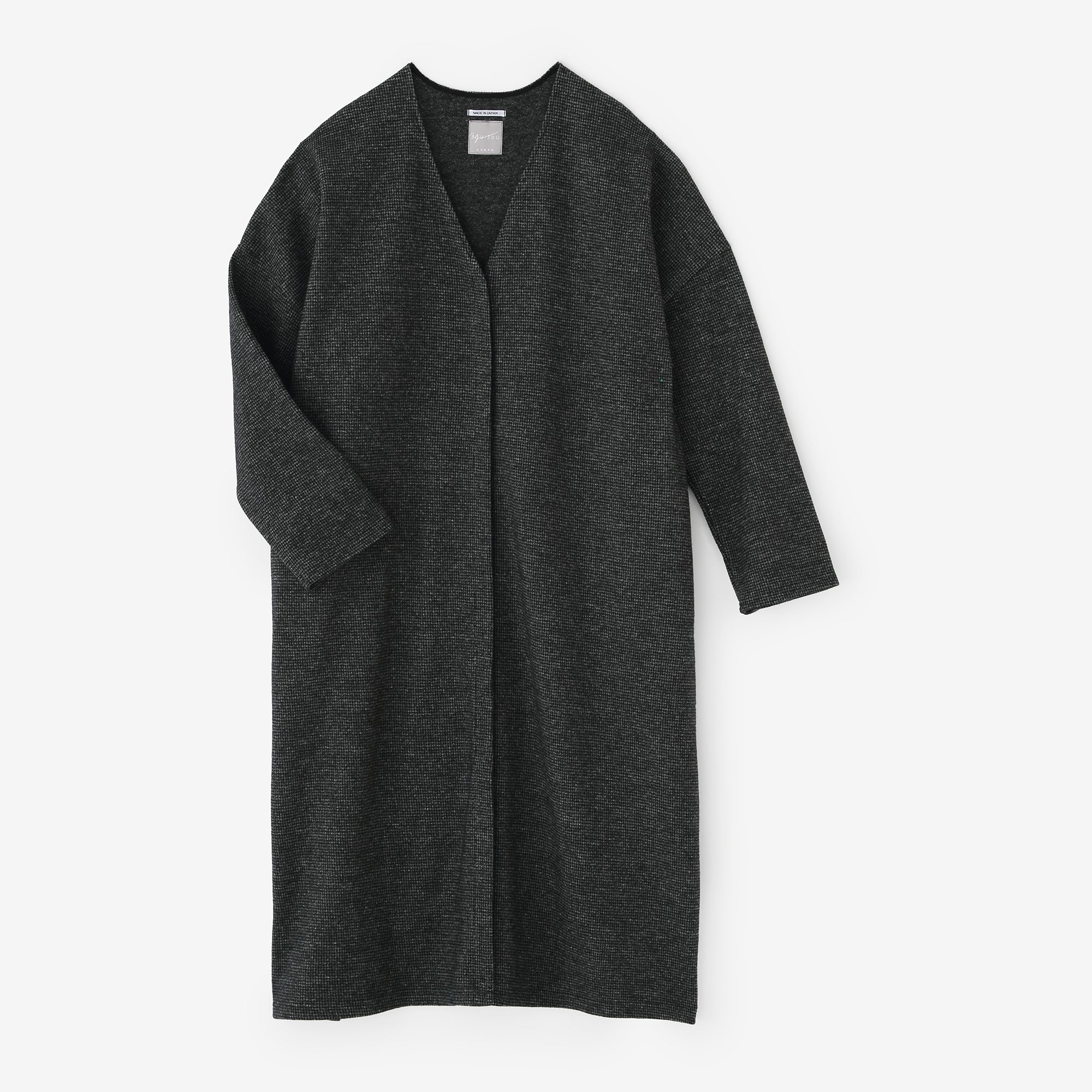 【預購】C/W千鳥格紋織 V領輕型外套/混藍黑色(※預計於12月9日左右發貨)