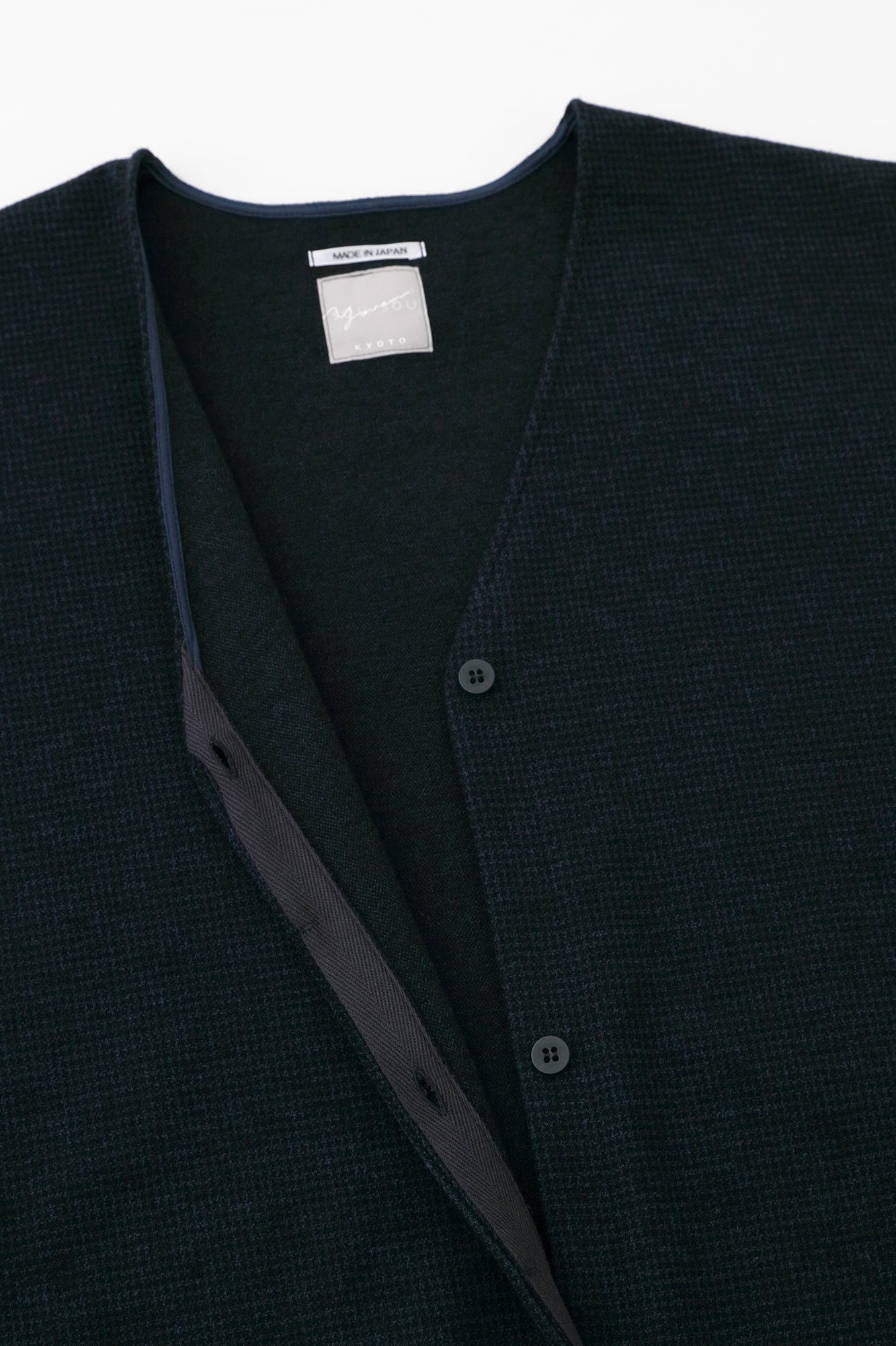 【預購】C/W千鳥格紋織 V領輕型外套/深藍色(※預計於12月9日左右發貨)