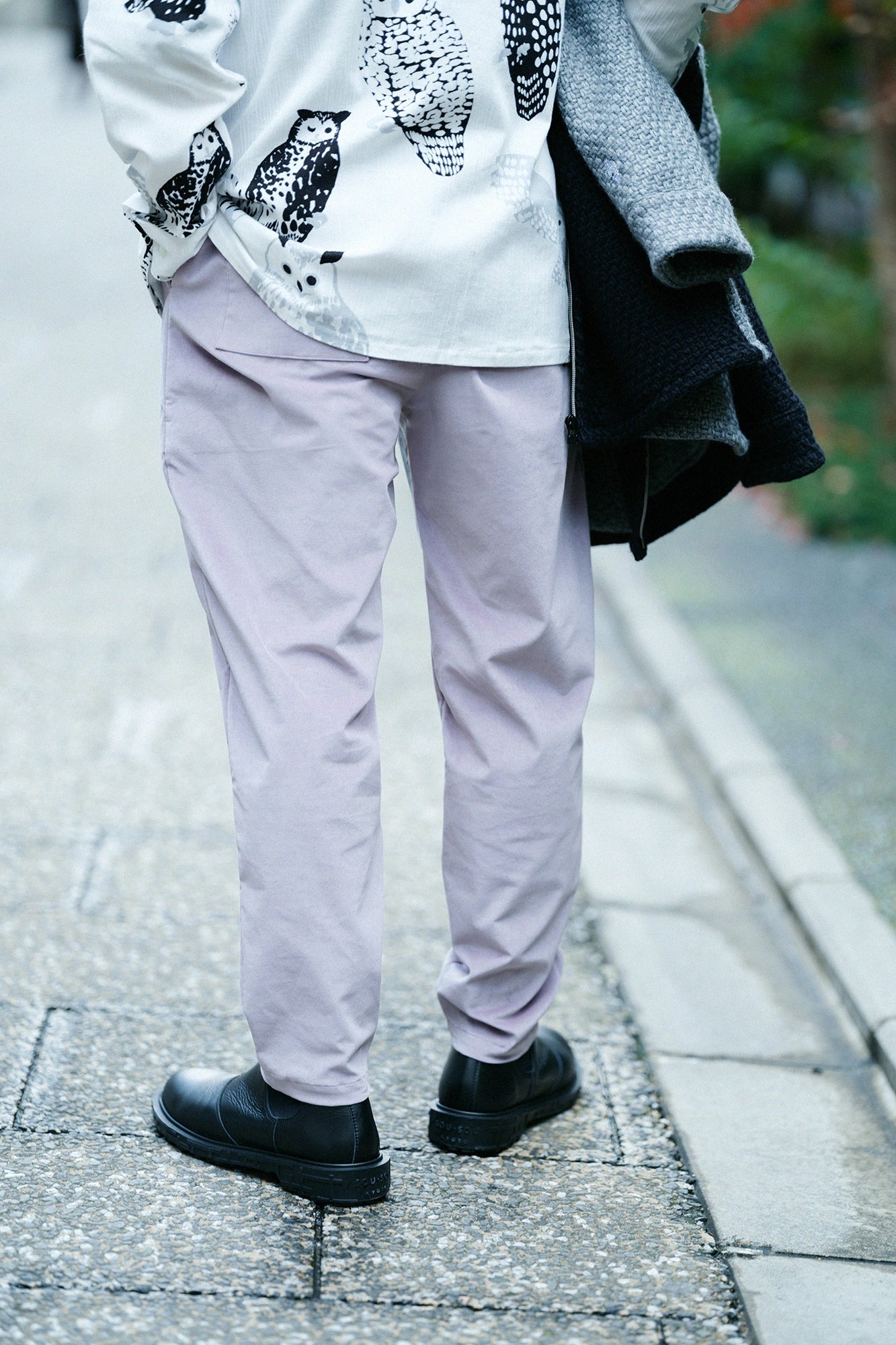 彈性燈芯絨 休閒窄管長褲/丁香紫