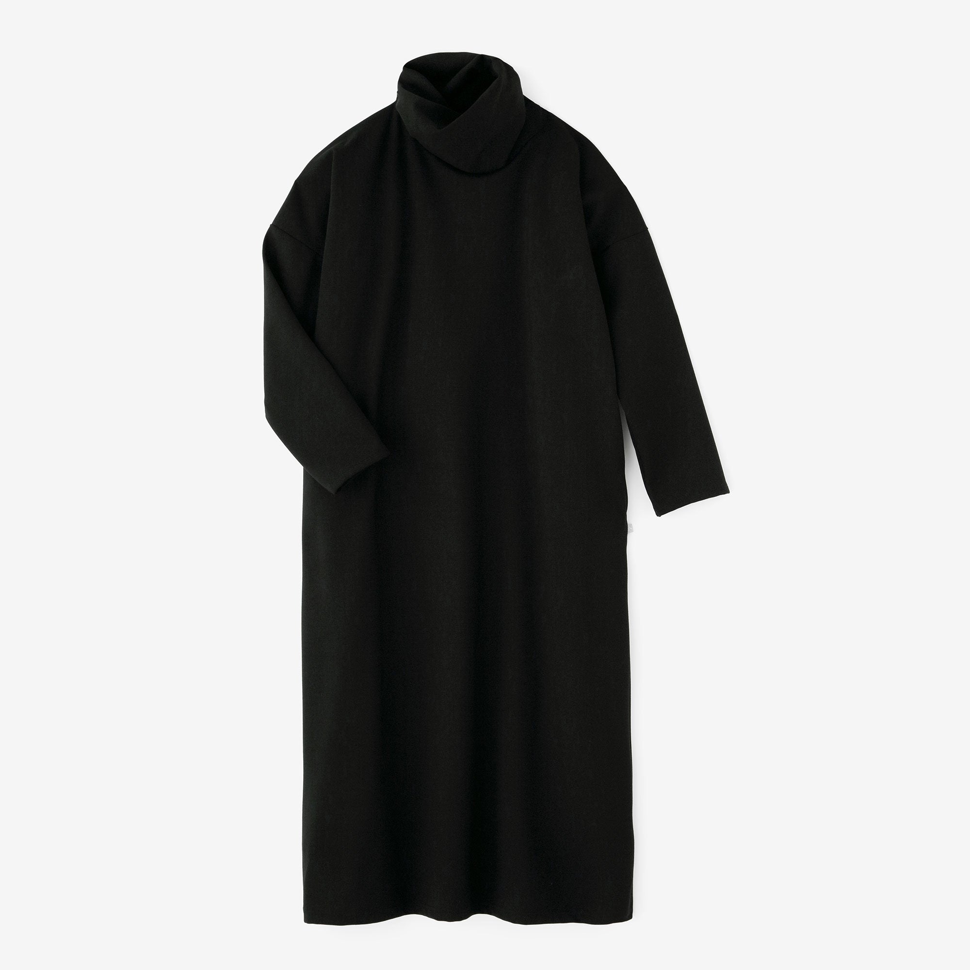 【Pre-order】Soft Thermo(R) Ponte Fabric Turtle Neck L/S One-piece Dress Maxi Length/Black(※Scheduled to be shipped around Dec 9)