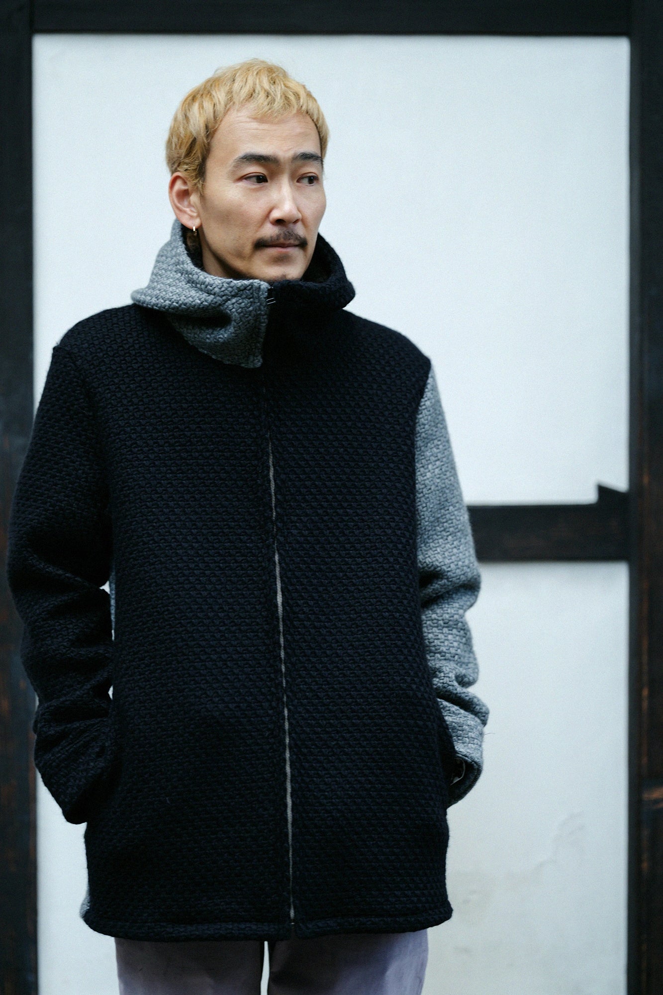 A.S 籃球網眼布 連帽外套/深藍色×灰色