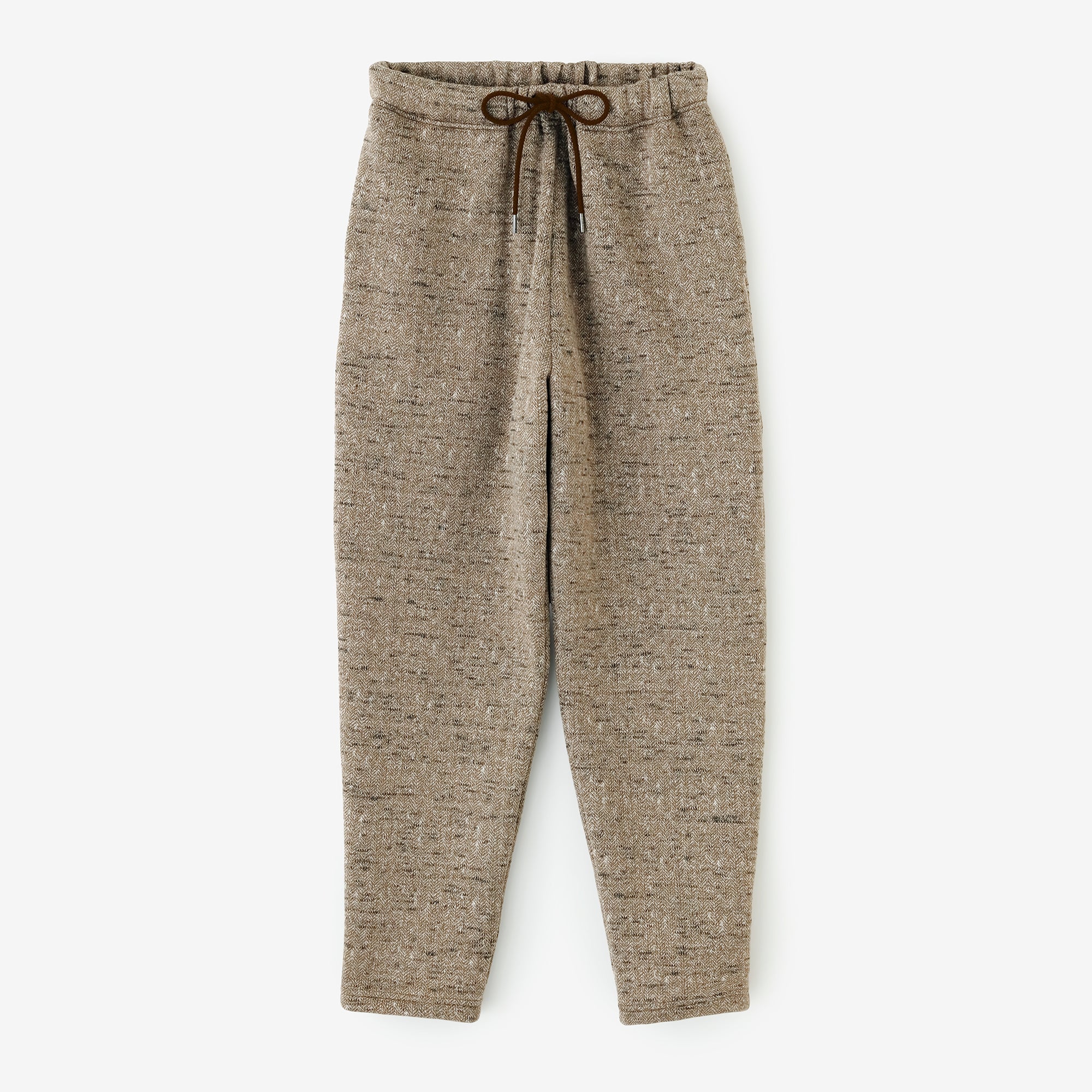【Pre-order】Fleece Brushed Lining Herringbone Knit Easy Tapered Pants/Heather Beige(※Scheduled to be shipped around Dec 9)