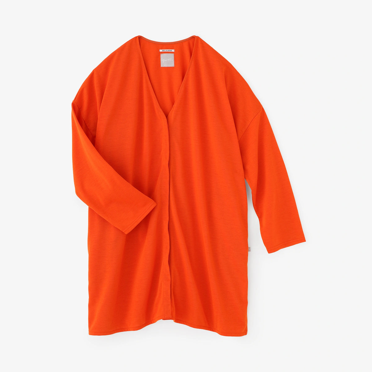 Parallel Yarn Jersey V-neck Light Tunic Coat / Chrome Orange