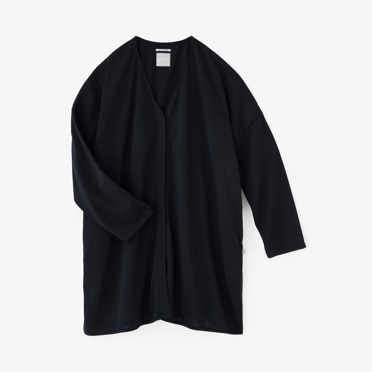 Parallel Yarn Jersey V-neck Light Tunic Coat / Dark Navy