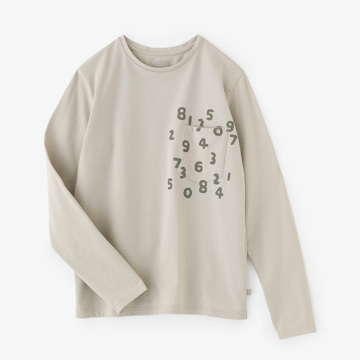 T-shirt à manches longues et poche en jersey plaqué/beige sable
