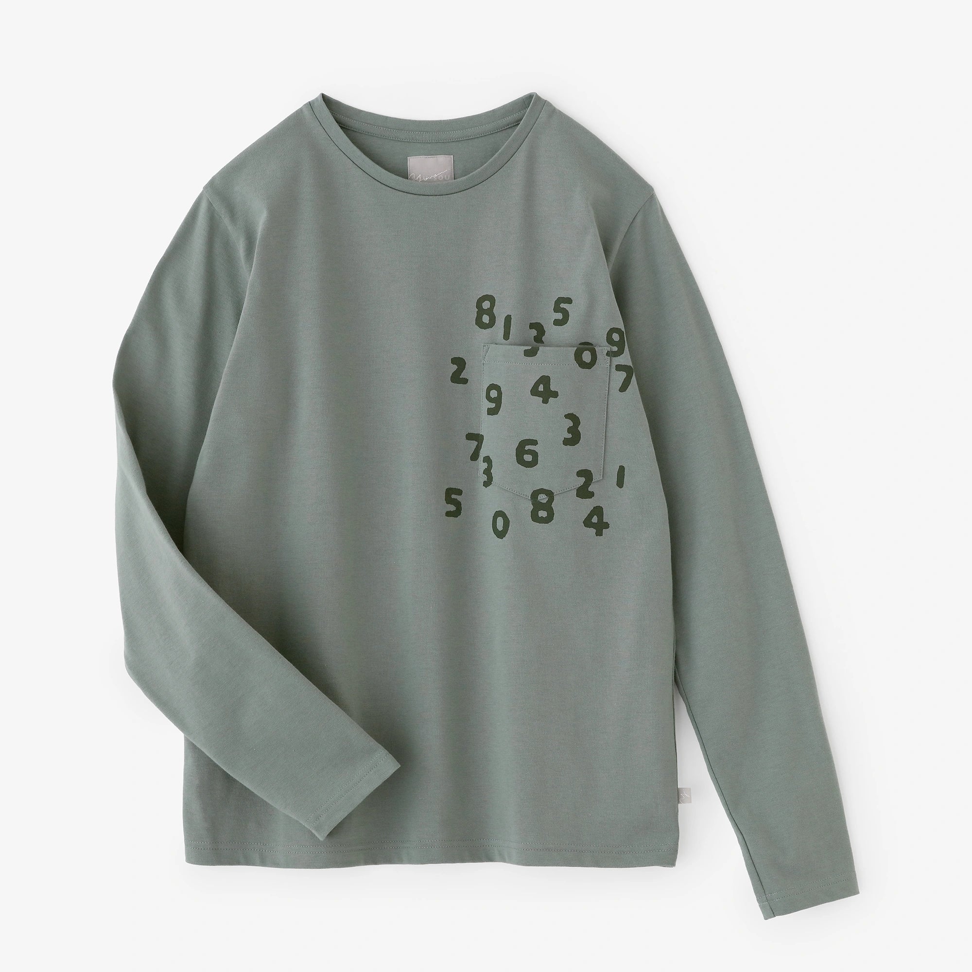 Plated Jersey Long-sleeved Pocket T-shirt / Moss Grey