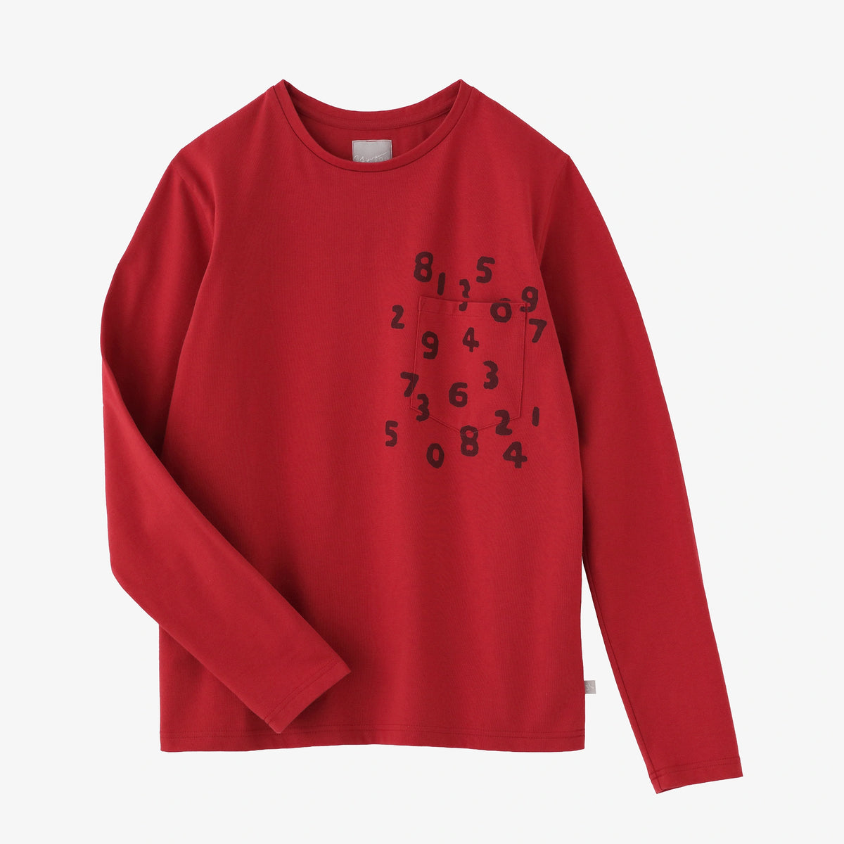 T-shirt à manches longues et poche en jersey plaqué/Rouge