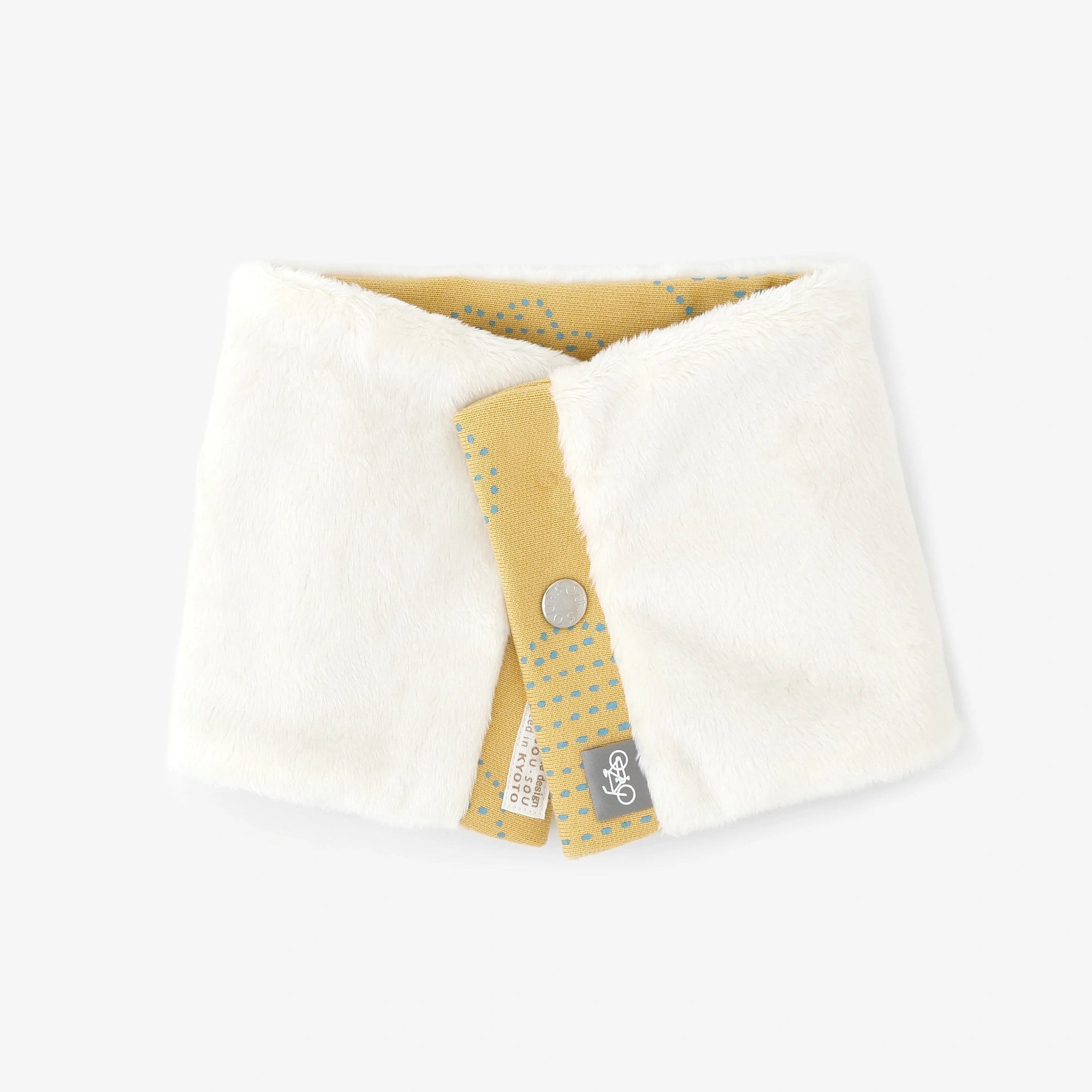 ●リバーシブル BIKEネックウォーマーKIDS/あおばな うすきいろ