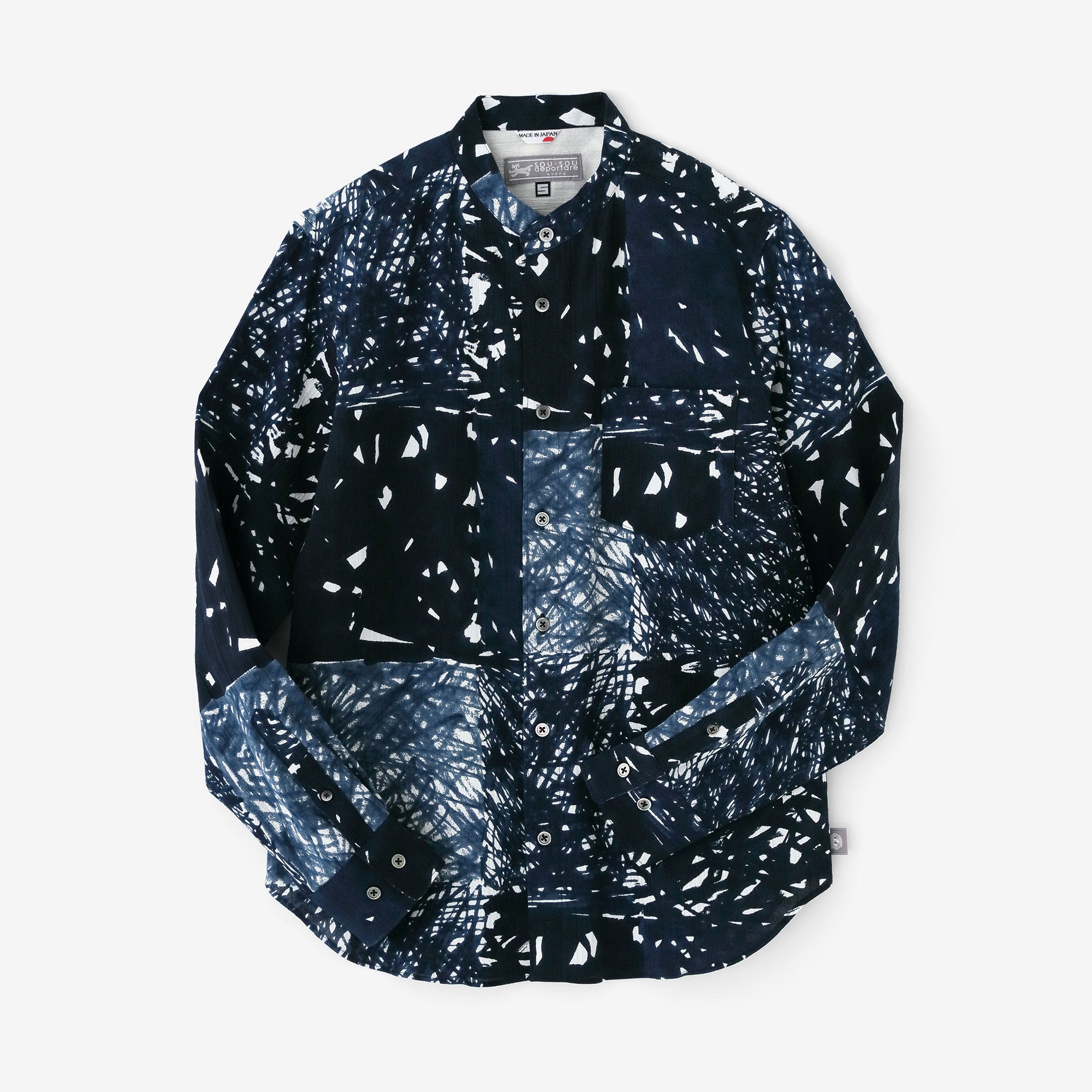 Chizimi Cotton 20/20 Stand Collar Shirt/Random Knitting