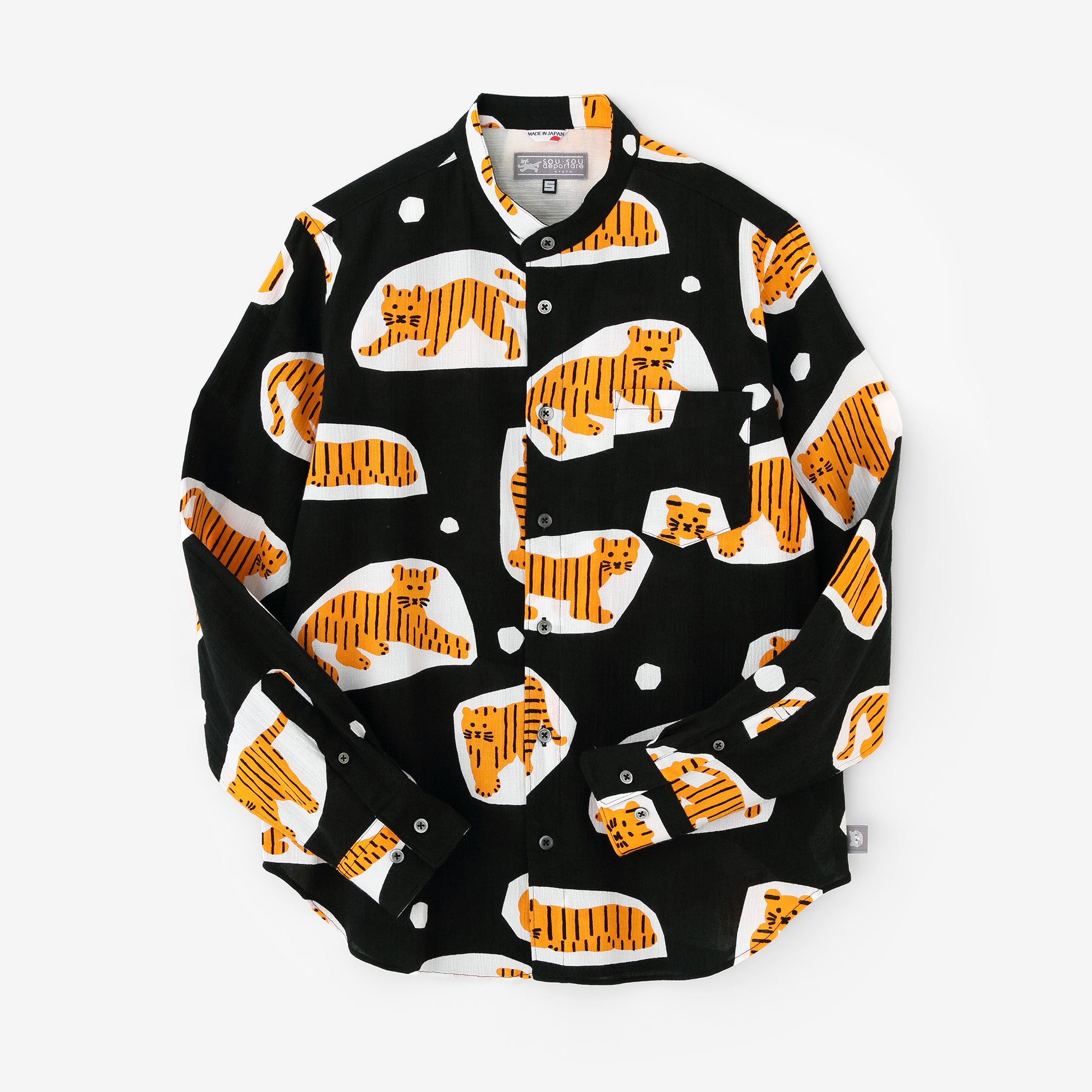 高島縮 20/20 スタンドカラーシャツ/寅(とら)