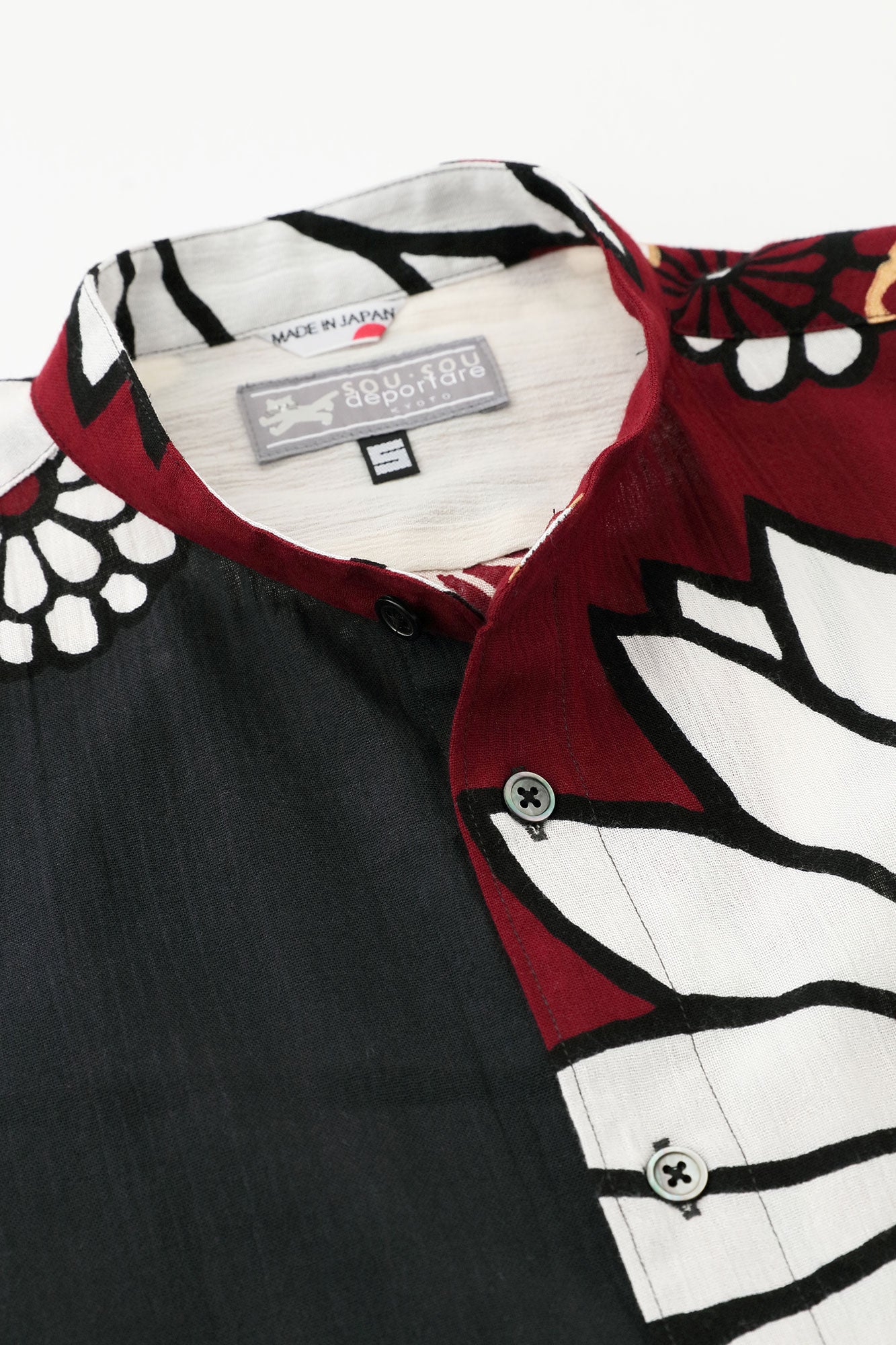 高島縮20/20 スタンドカラーシャツ/金襴緞子(きんらんどんす)