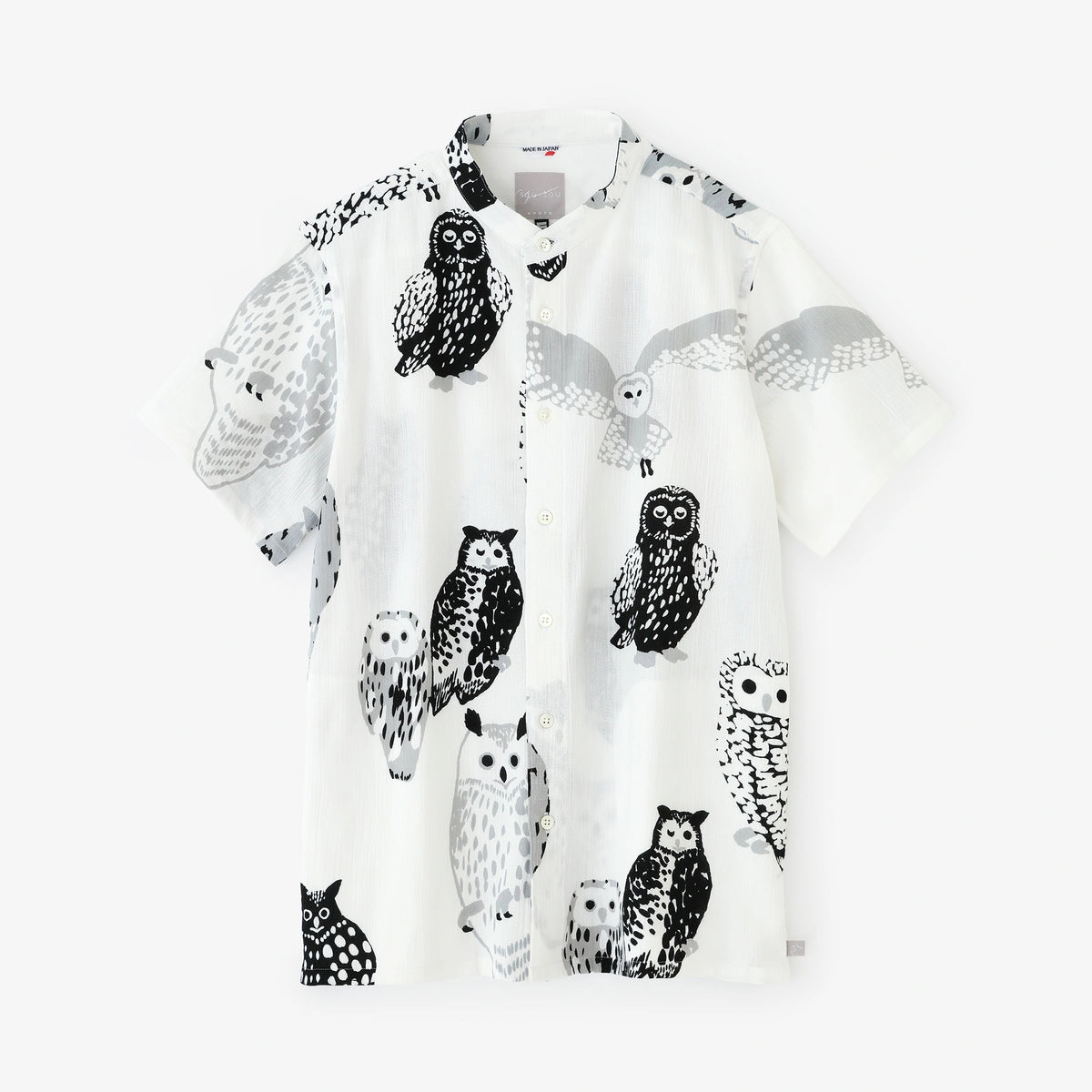 Chizimi Cotton 20/20 Stand Collar Short Sleeve Shirt SP 2.0／Owl
