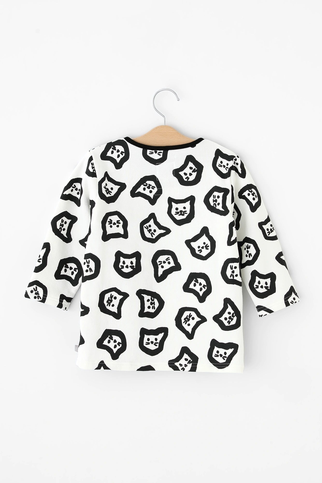 ●內抓毛 雙色袖外套/小貓處處 純白