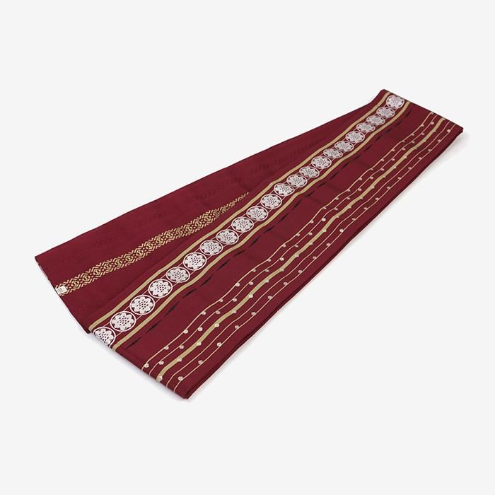 博多 半巾小袋帯/臙脂色(えんじいろ)