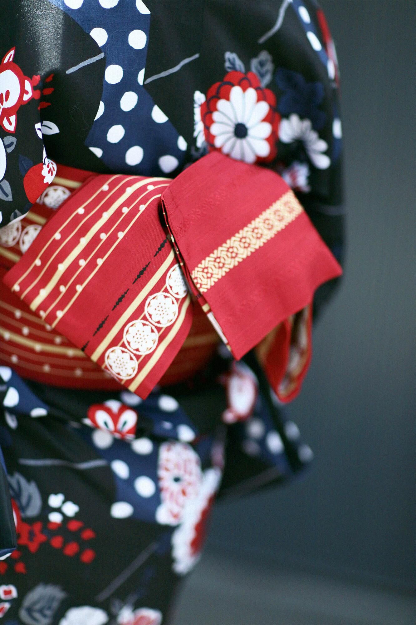 博多 半巾小袋帯/臙脂色(えんじいろ)